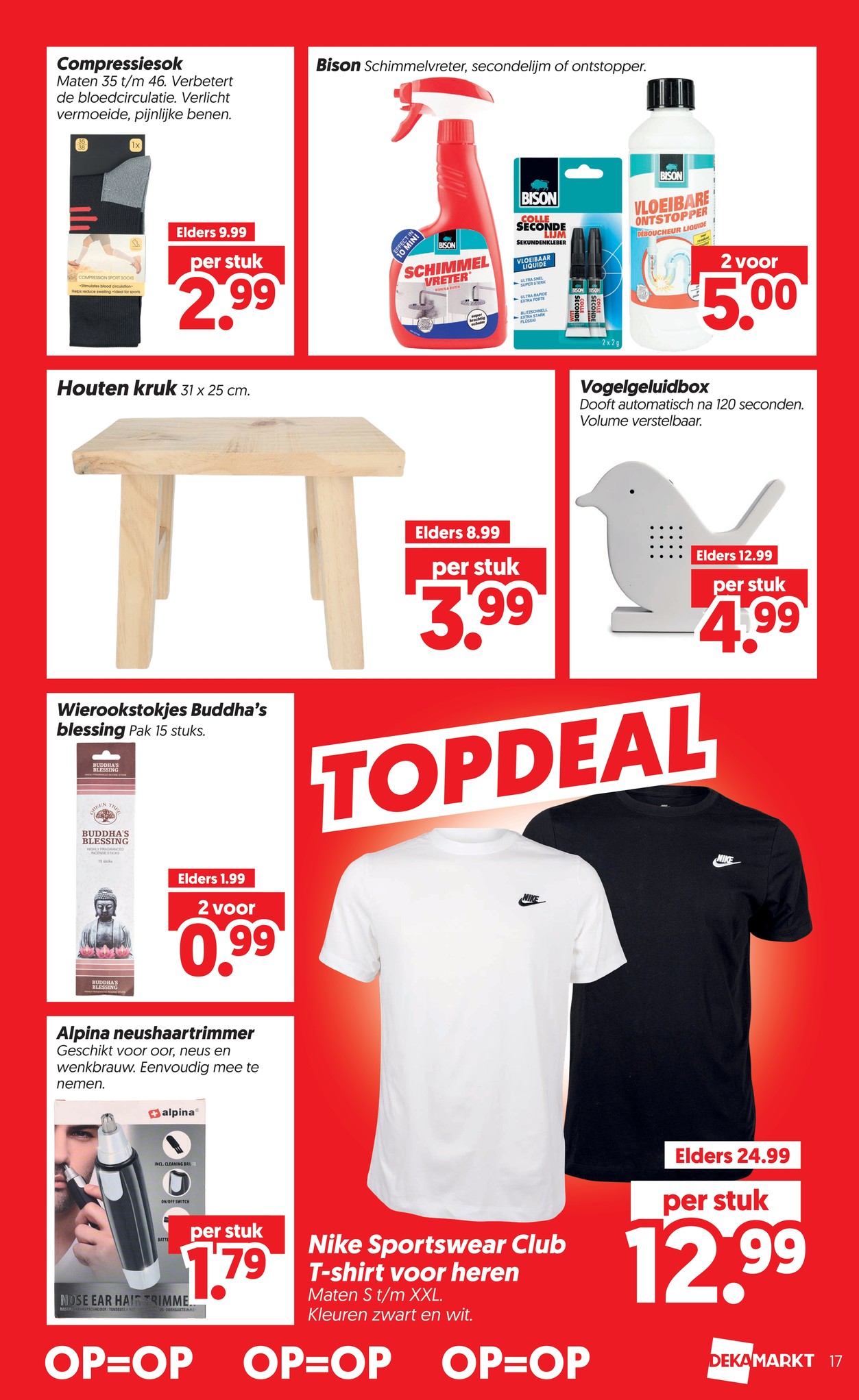 Compressiesok, gemarkeerd op pagina 19 van de Dekamarkt folder