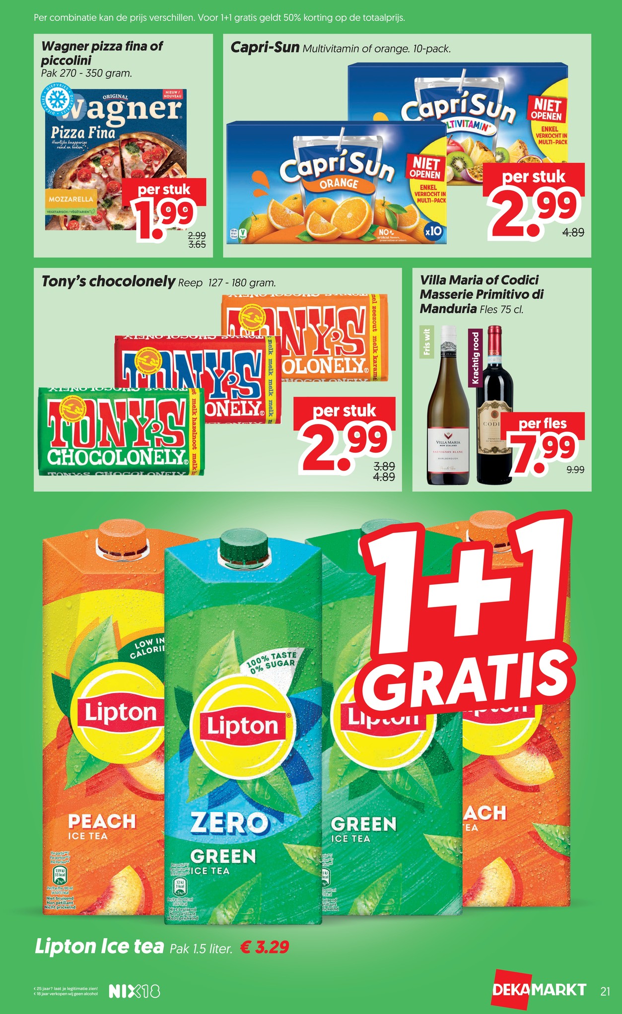 Lipton Ice tea, gemarkeerd op pagina 23 van de Dekamarkt folder