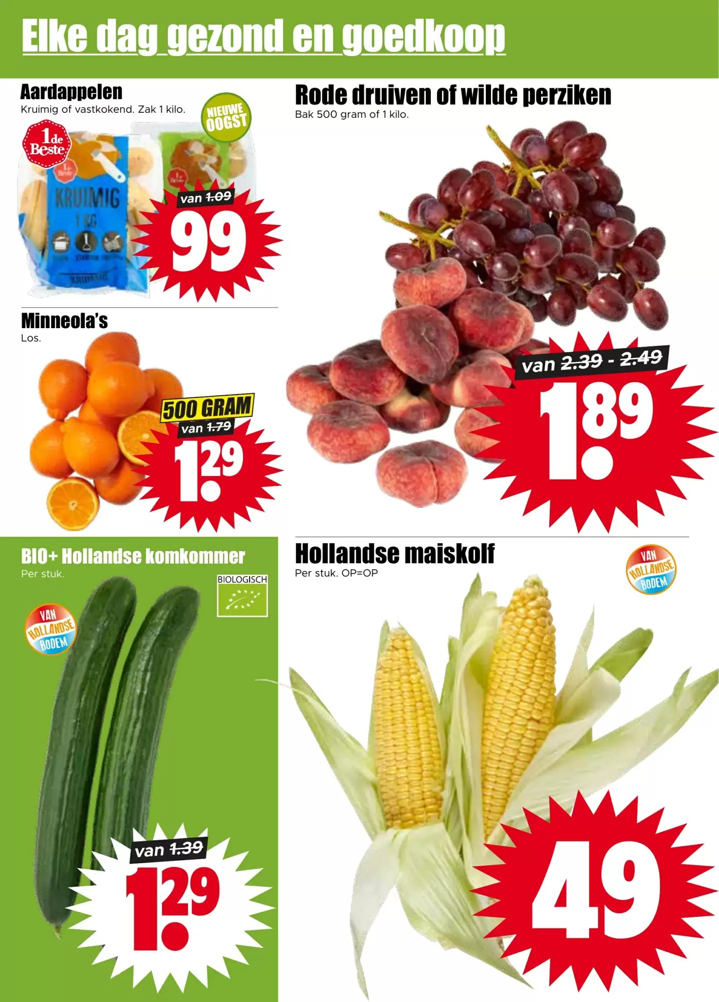 BIO+ Hollandse komkommer, gemarkeerd op pagina 2 van de Dirk folder