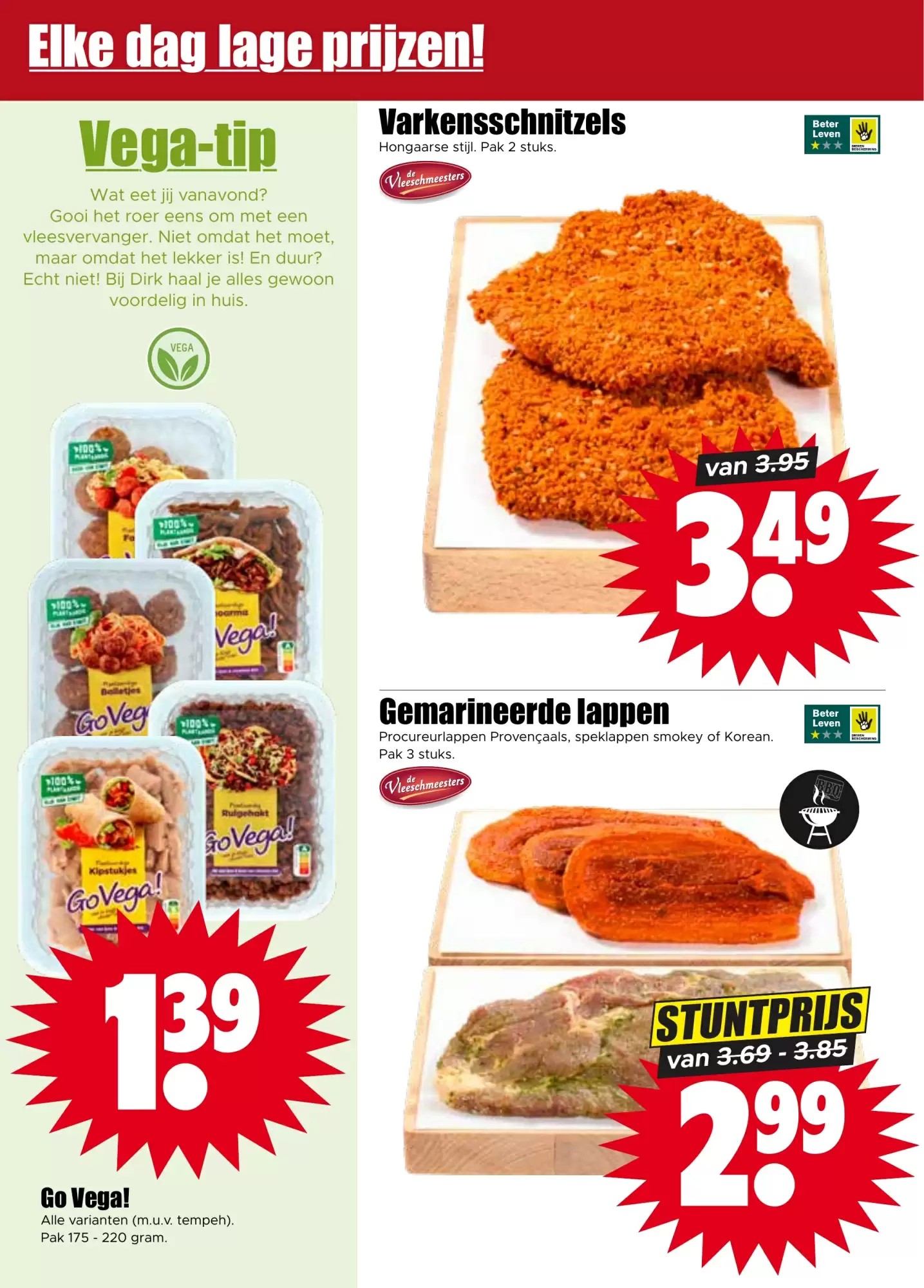 Gemarineerde lappen, gemarkeerd op pagina 4 van de Dirk folder