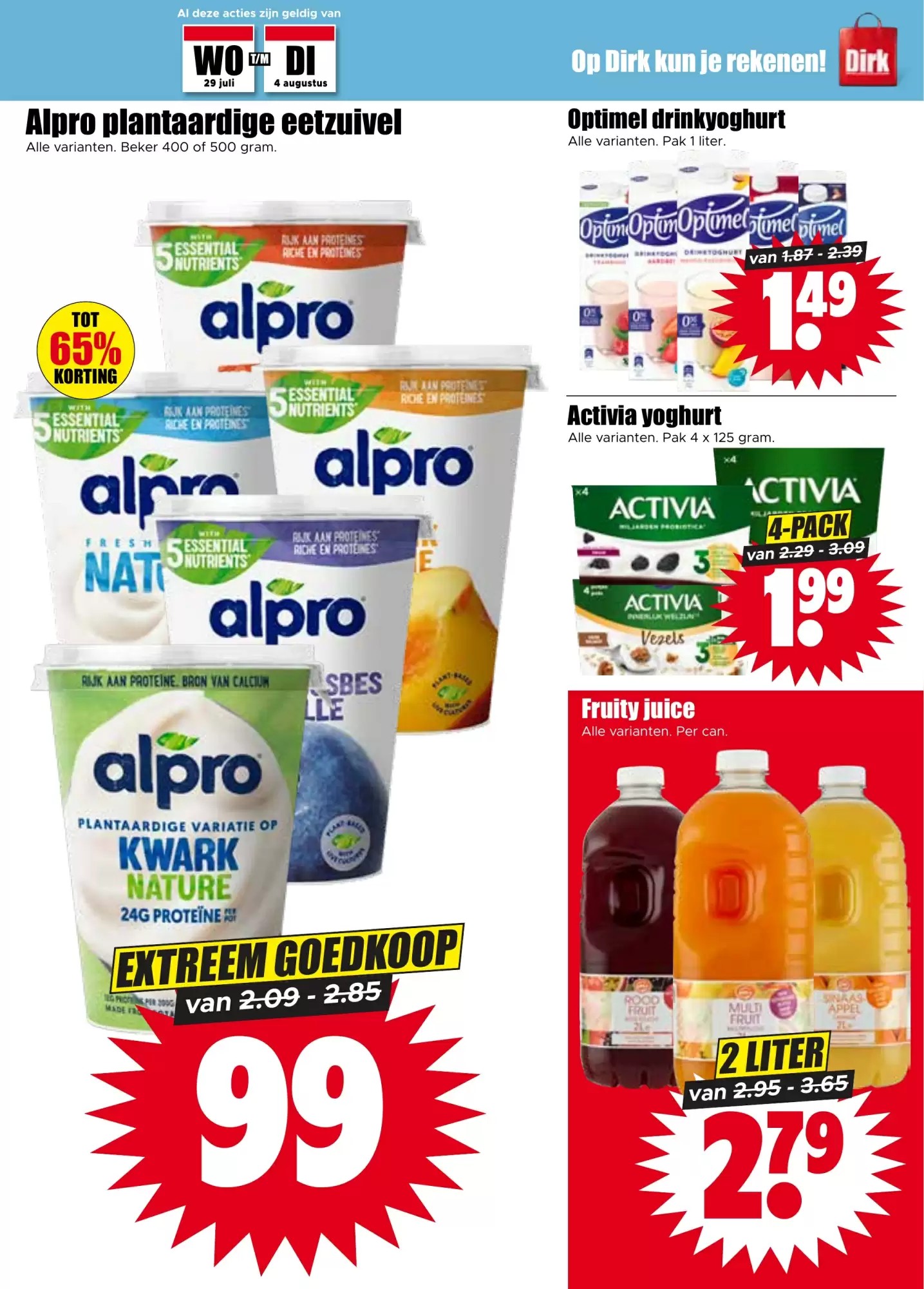 Activia yoghurt, gemarkeerd op pagina 9 van de Dirk folder