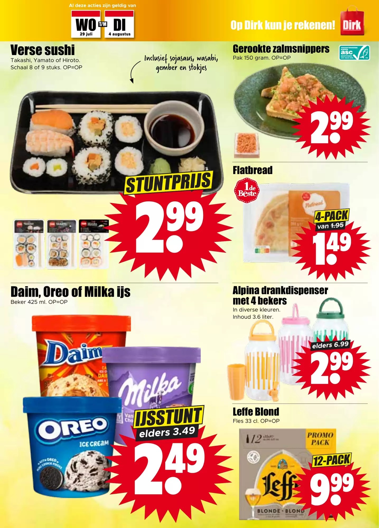 Daim, Oreo of Milka ijs, gemarkeerd op pagina 11 van de Dirk folder