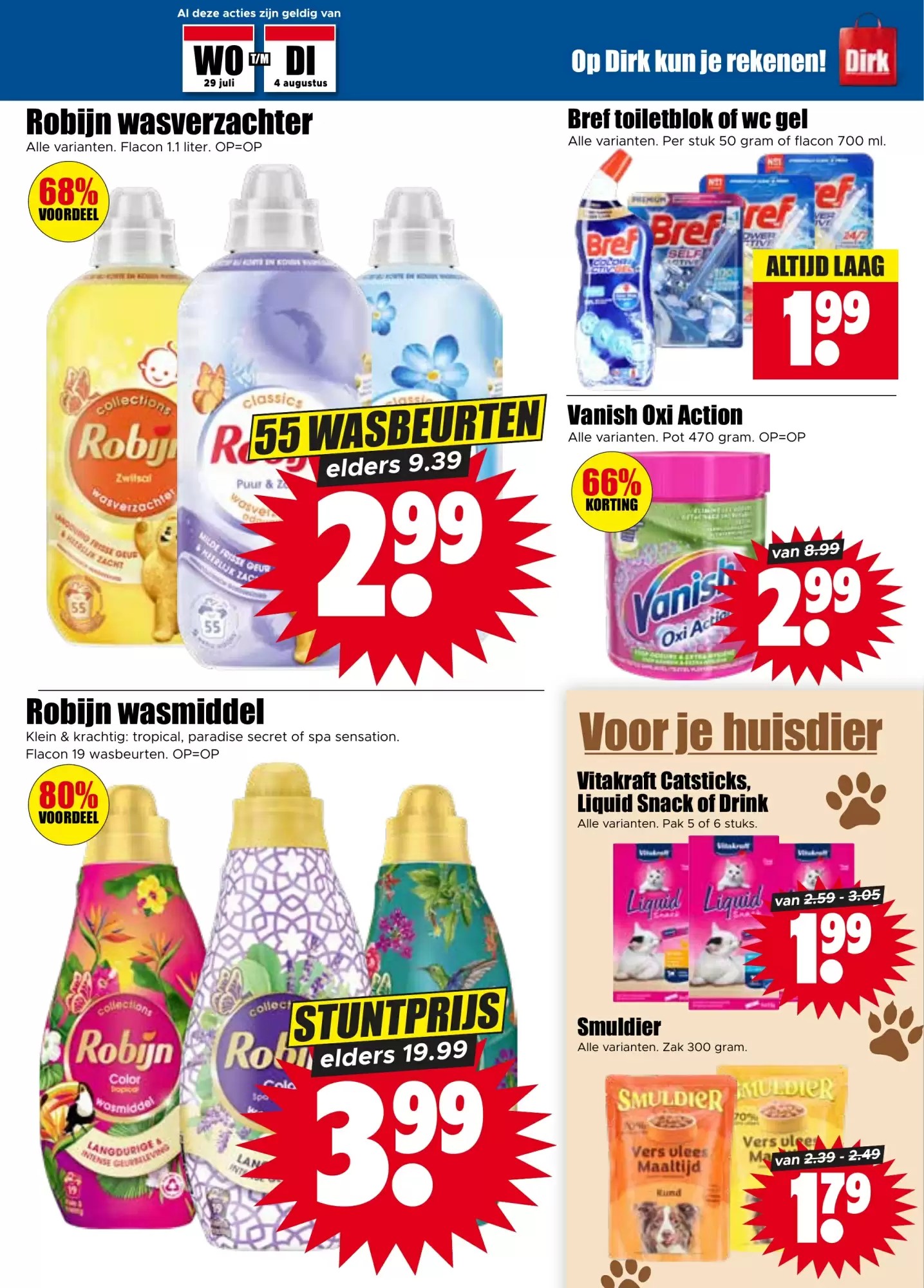 Bref toiletblok of wc gel, gemarkeerd op pagina 19 van de Dirk folder