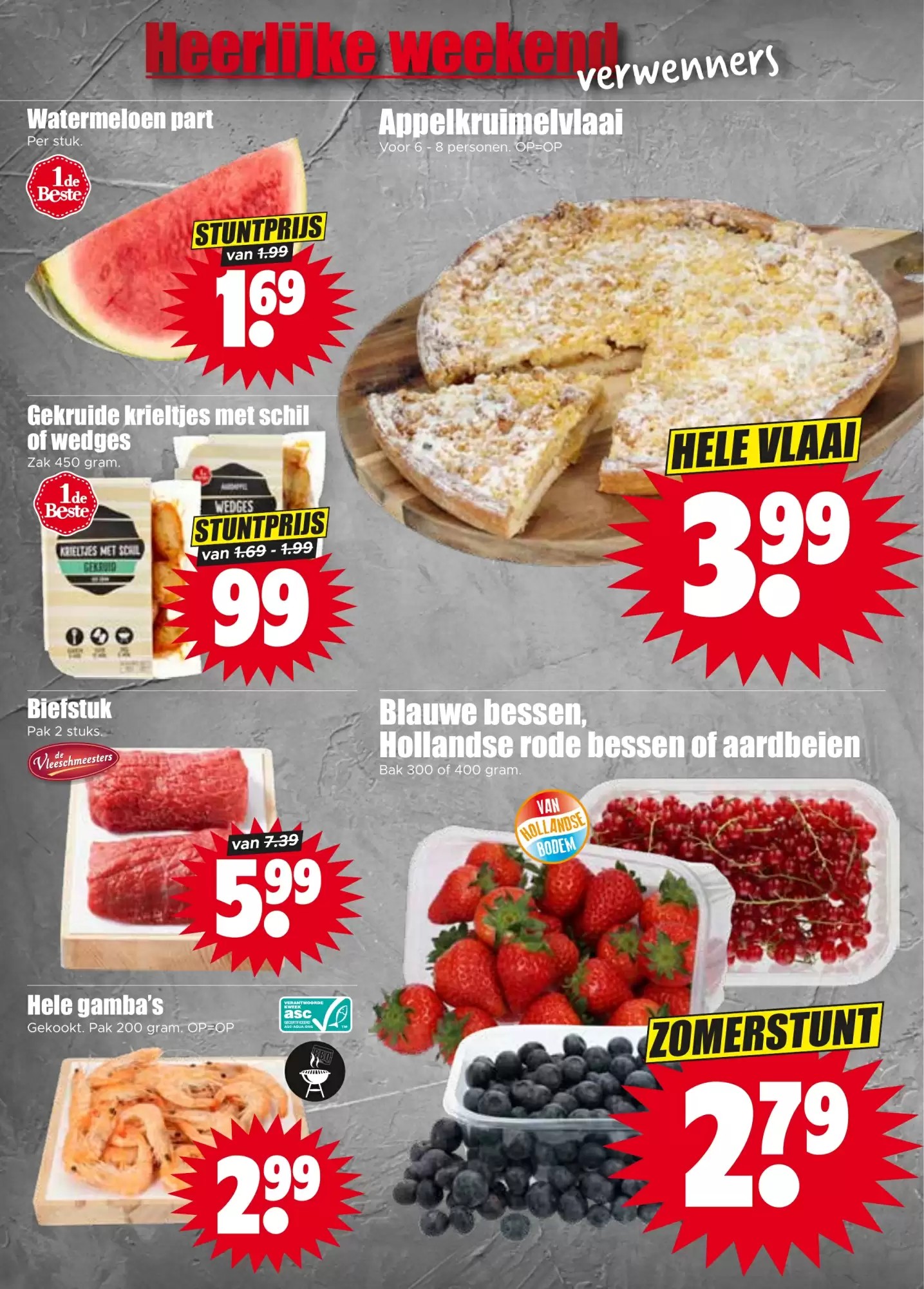 Blauwe bessen, Hollandse rode bessen of aardbeien, gemarkeerd op pagina 20 van de Dirk folder