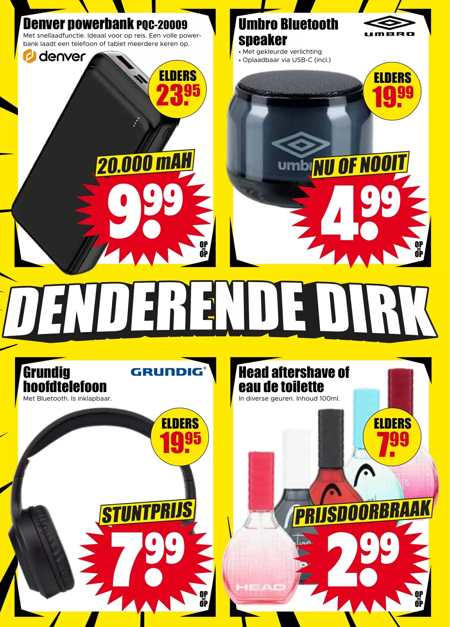 Head aftershave of eau de toilette, gemarkeerd op pagina 26 van de Dirk folder