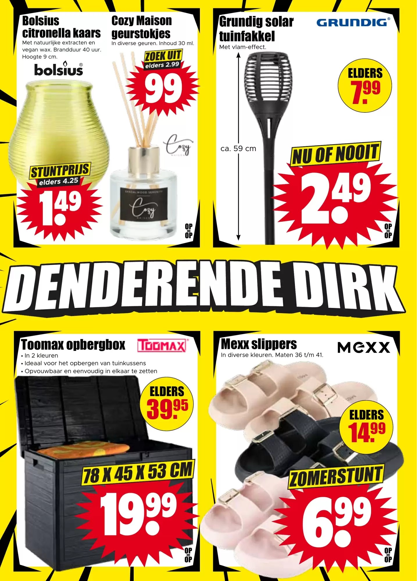 Grundig solar tuinfakkel, gemarkeerd op pagina 28 van de Dirk folder