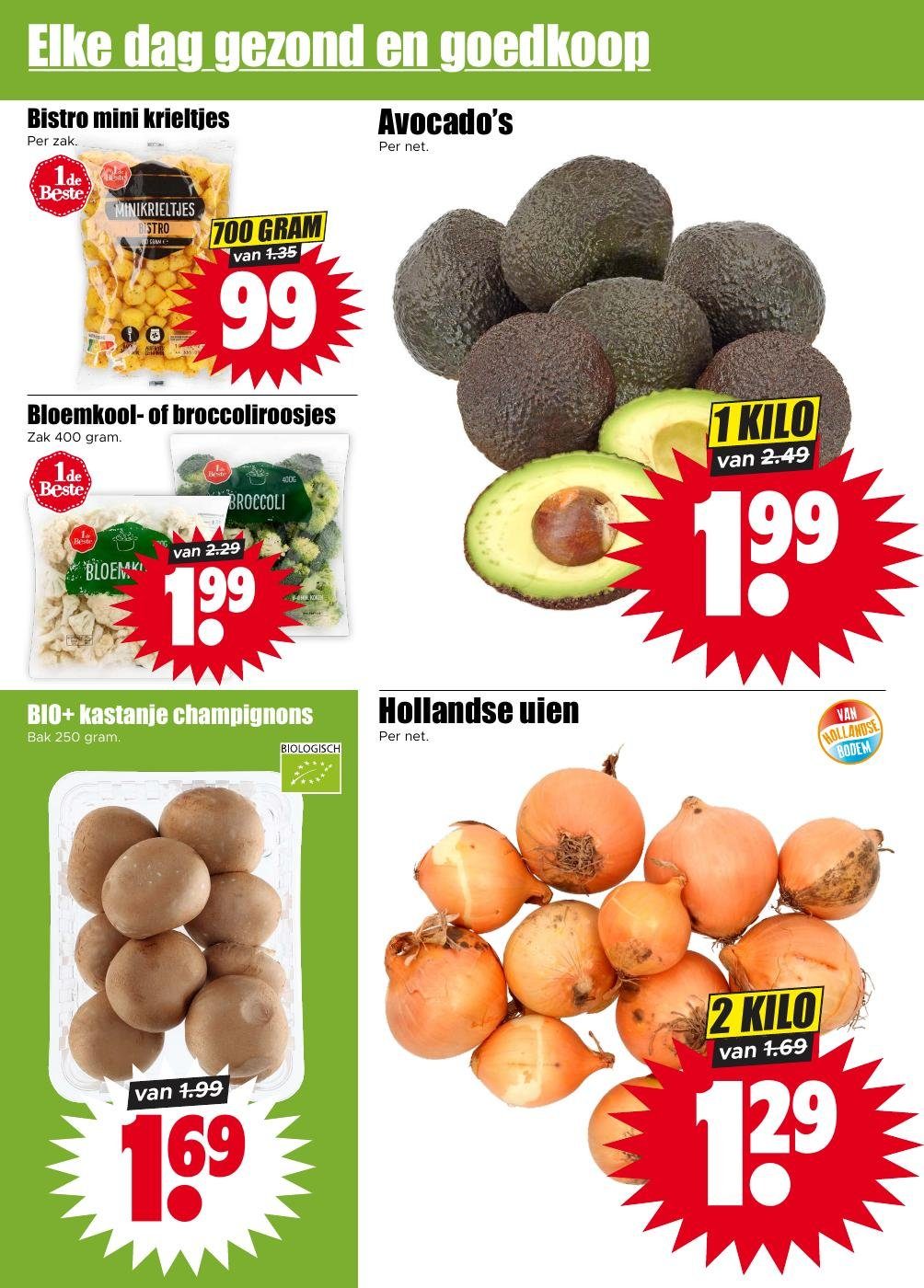 Avocado's, gemarkeerd op pagina 2 van de Dirk folder