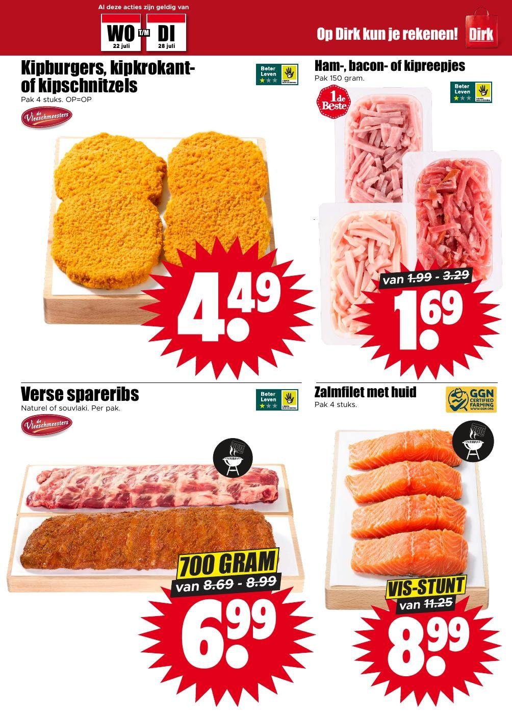 Verse spareribs, gemarkeerd op pagina 5 van de Dirk folder