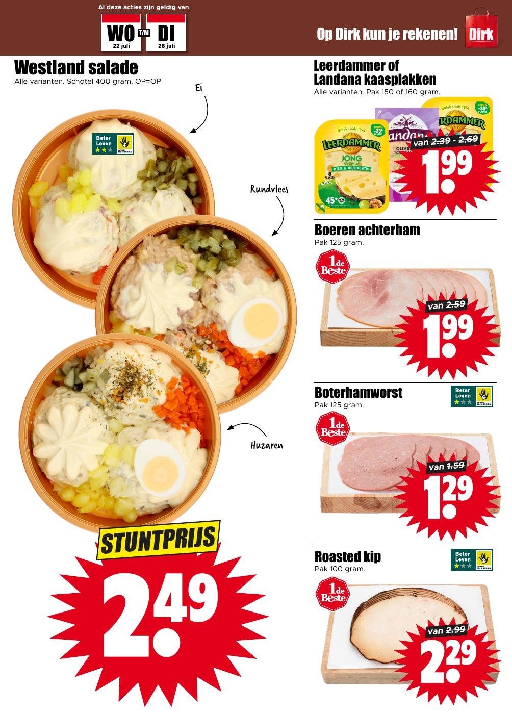 Westland salade, gemarkeerd op pagina 7 van de Dirk folder