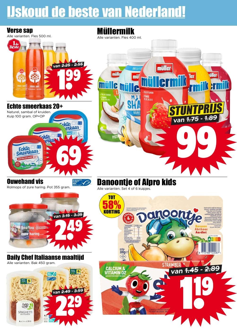 Echte smeerkaas 20+, gemarkeerd op pagina 8 van de Dirk folder