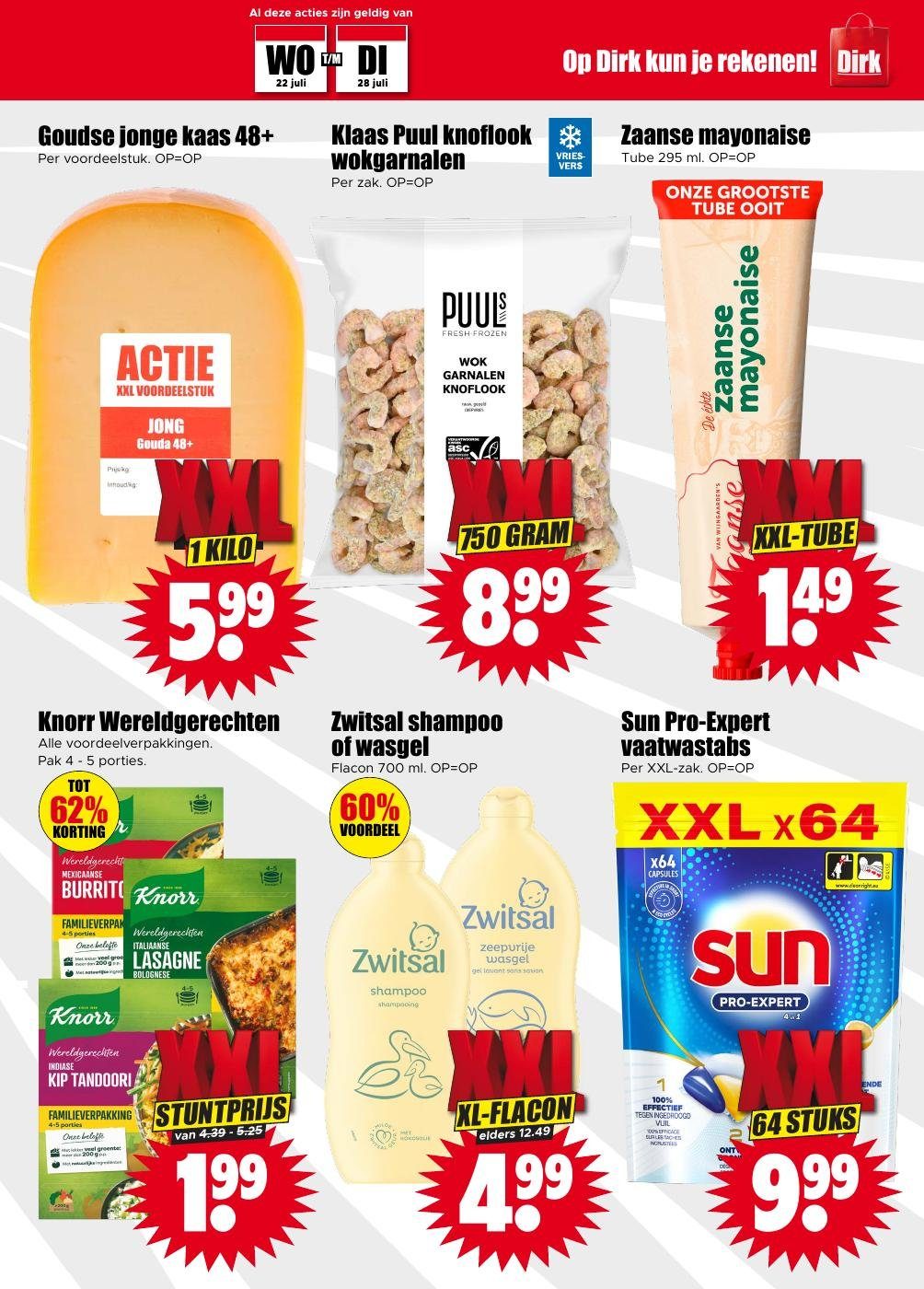 Zwitsal shampoo of wasgel, gemarkeerd op pagina 13 van de Dirk folder