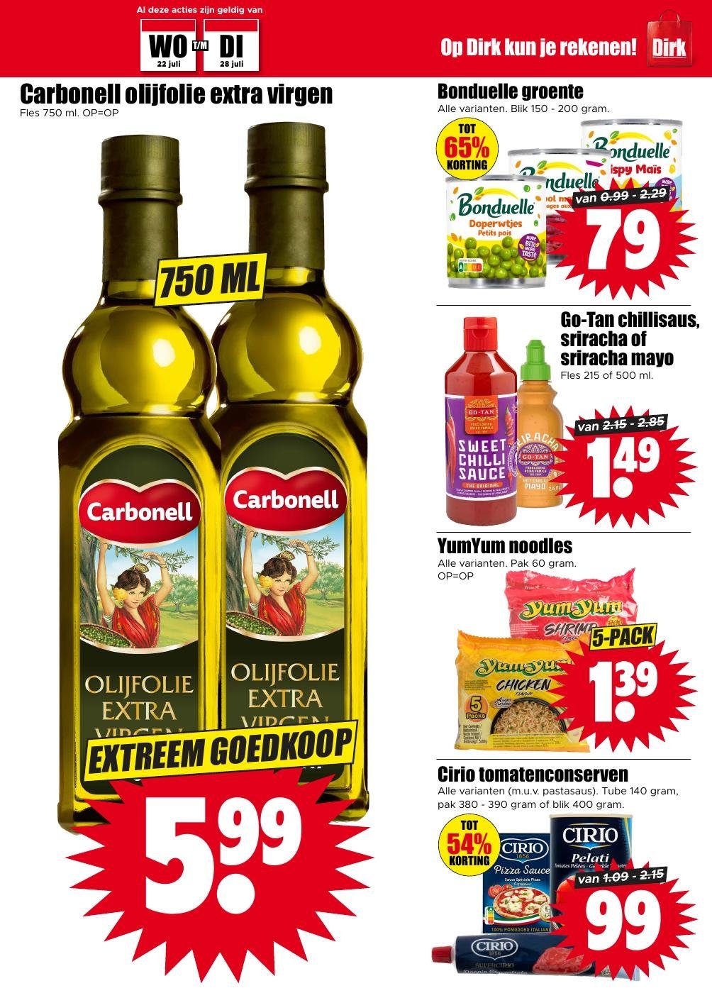 Bonduelle groente, gemarkeerd op pagina 15 van de Dirk folder