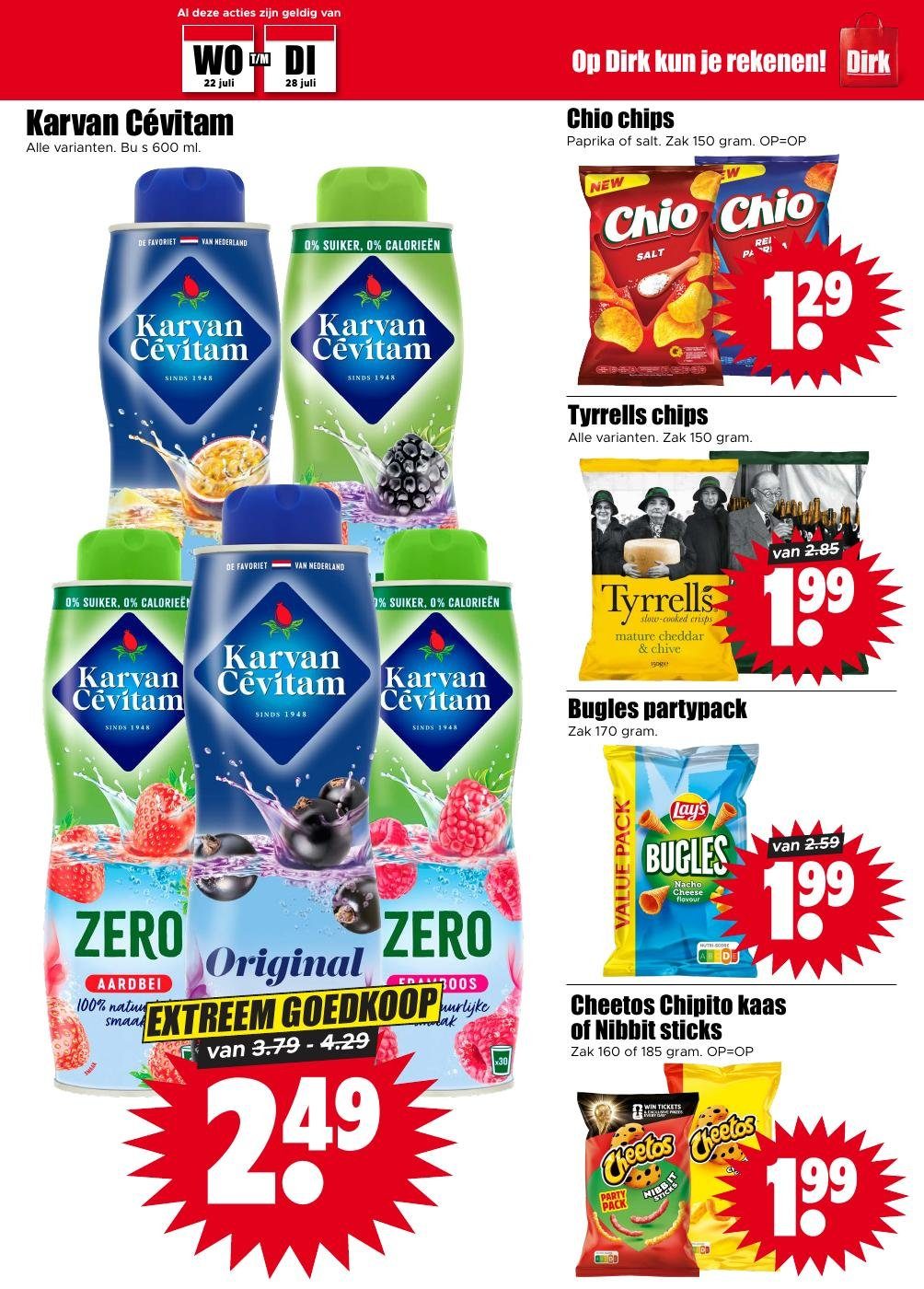 Lay's Bugles partypack, gemarkeerd op pagina 17 van de Dirk folder