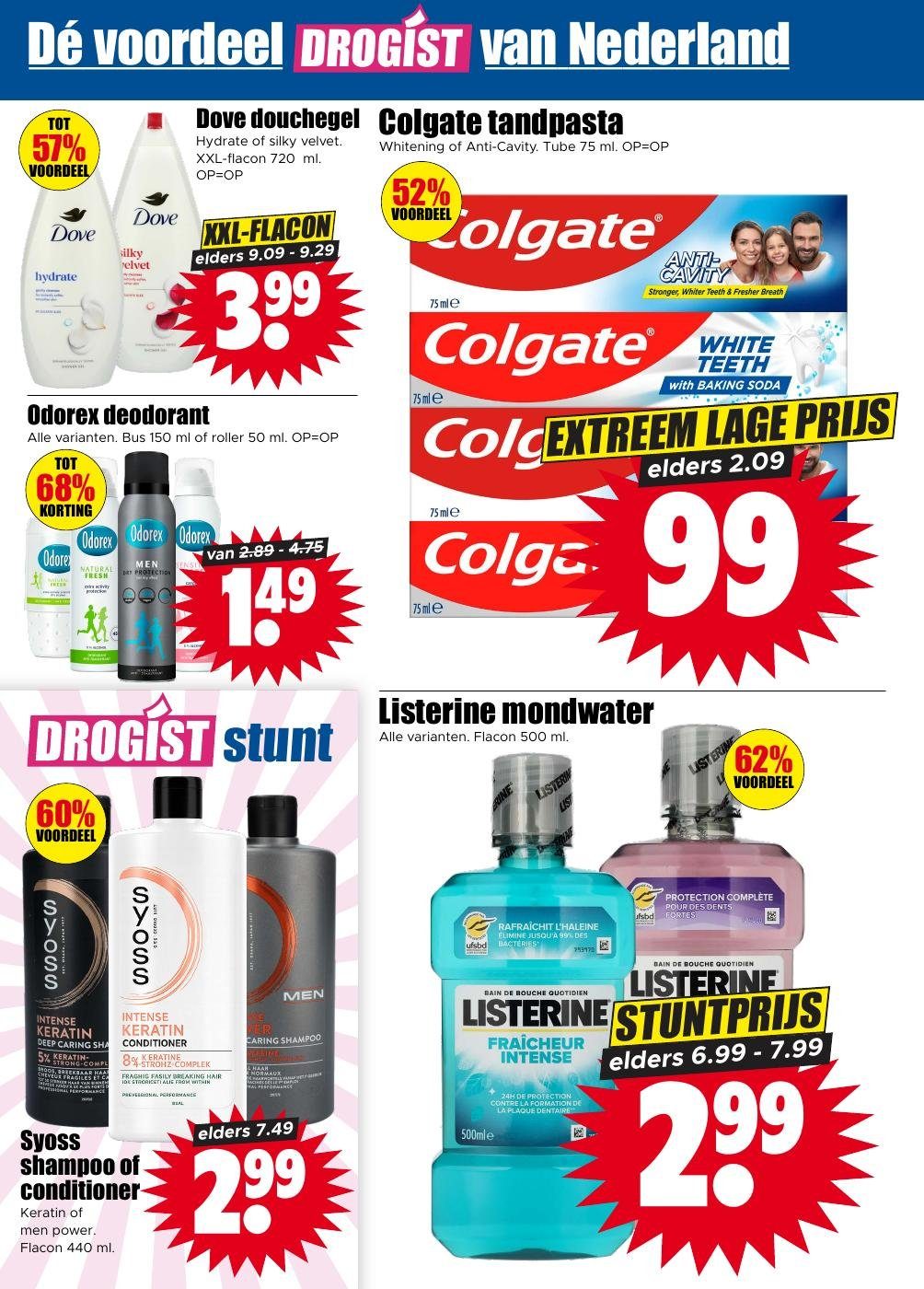 Listerine mondwater, gemarkeerd op pagina 20 van de Dirk folder