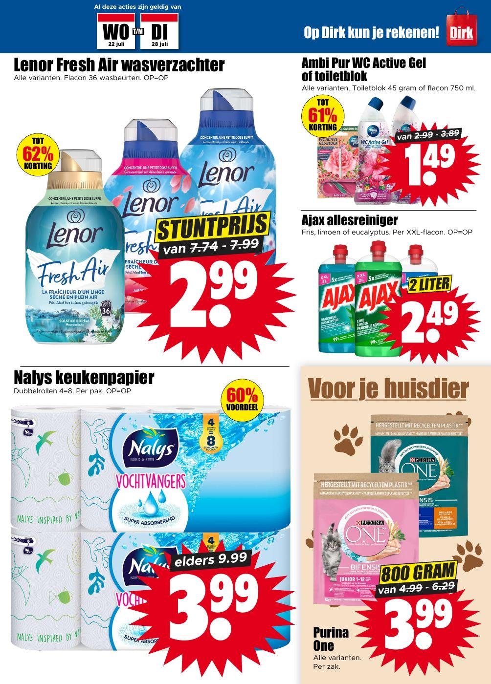 Nalys keukenpapier, gemarkeerd op pagina 21 van de Dirk folder