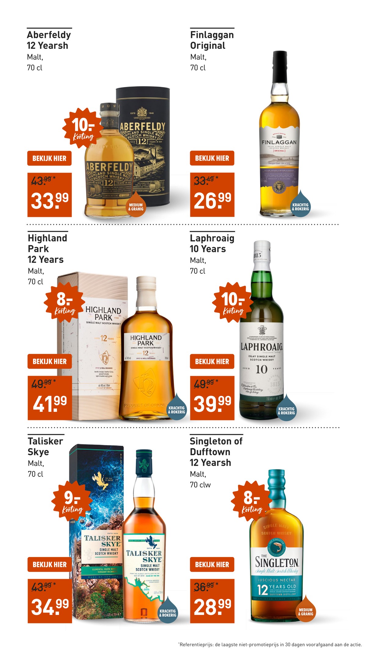 Laphroaig 10 Years Single Malt Whisky, gemarkeerd op pagina 19 van de Gall & Gall folder