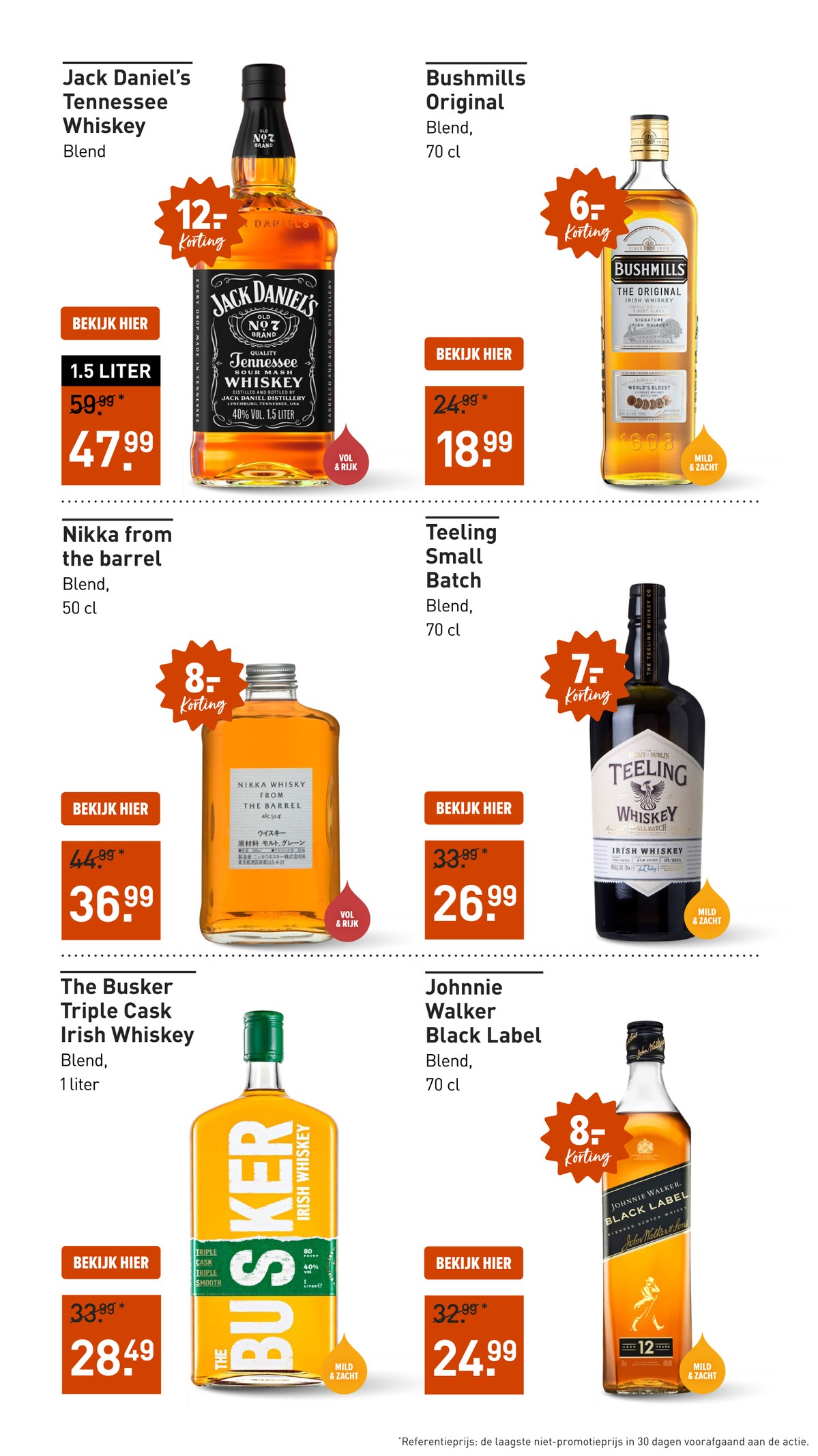 Small Batch Irish Whiskey, gemarkeerd op pagina 18 van de Gall & Gall folder