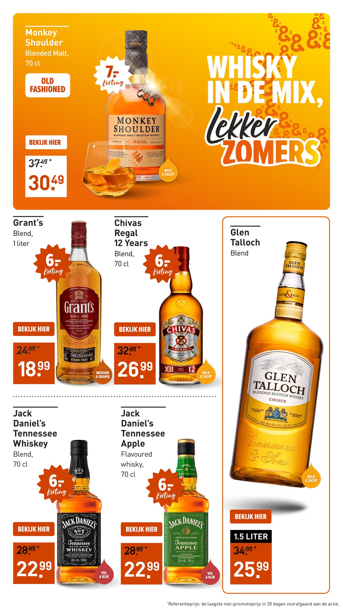 Jack Daniel's Tennessee Whiskey, gemarkeerd op pagina 9 van de Gall & Gall folder