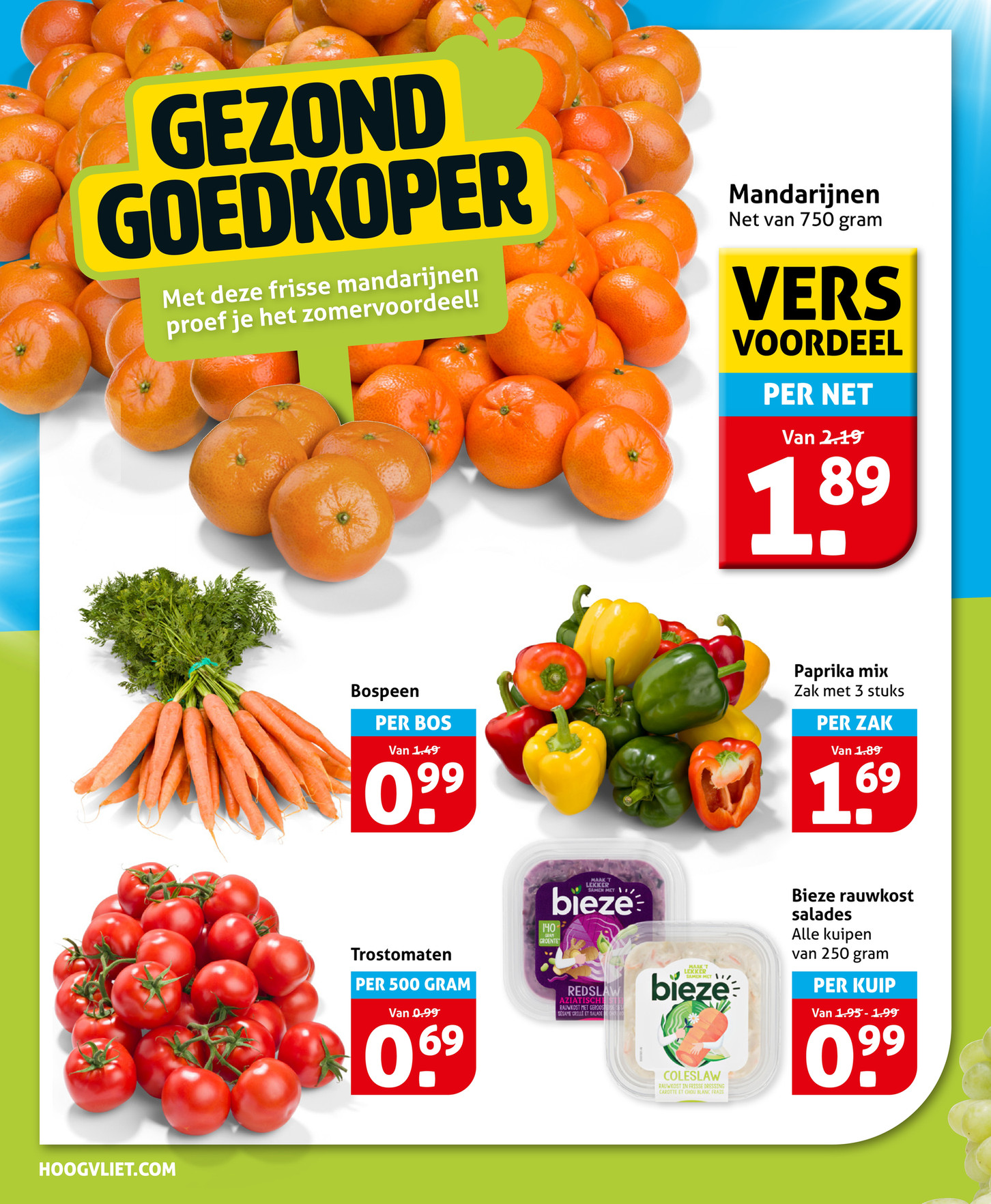 Mandarijnen, gemarkeerd op pagina 8 van de Hoogvliet folder