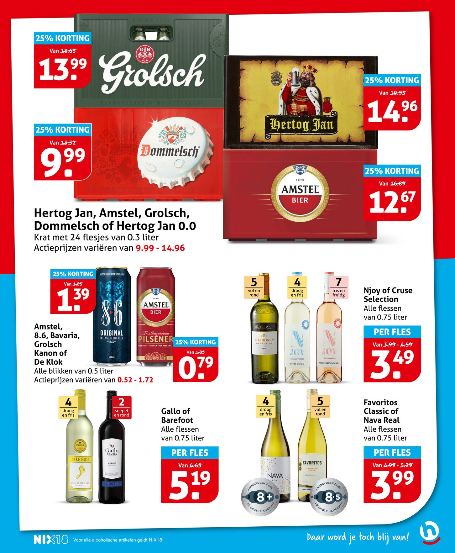 Hertog Jan Pilsener krat, gemarkeerd op pagina 23 van de Hoogvliet folder