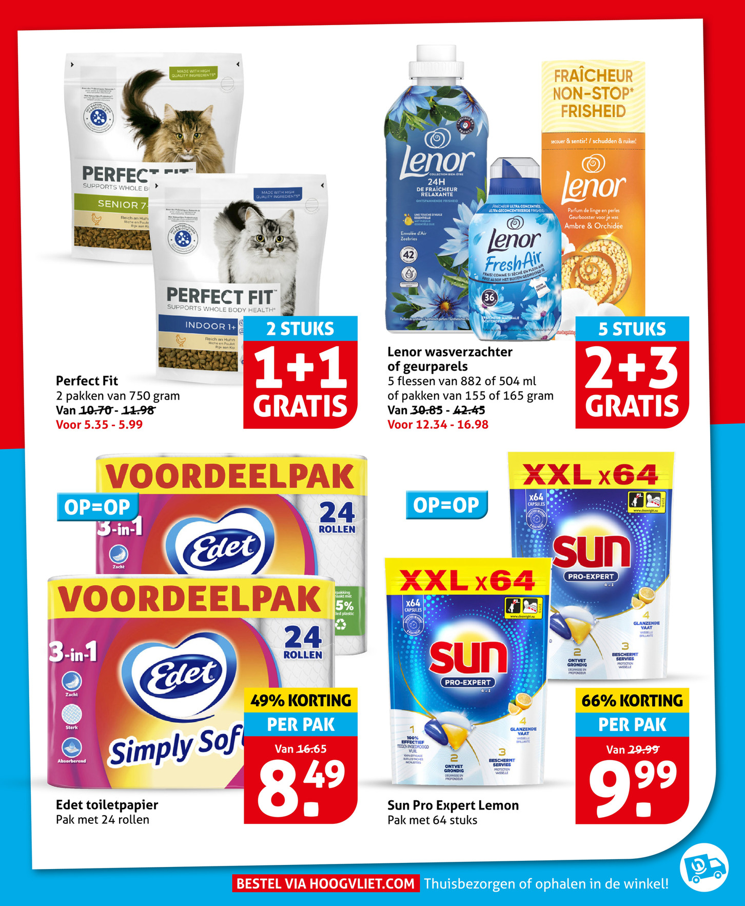 Perfect Fit kattenvoer, gemarkeerd op pagina 25 van de Hoogvliet folder