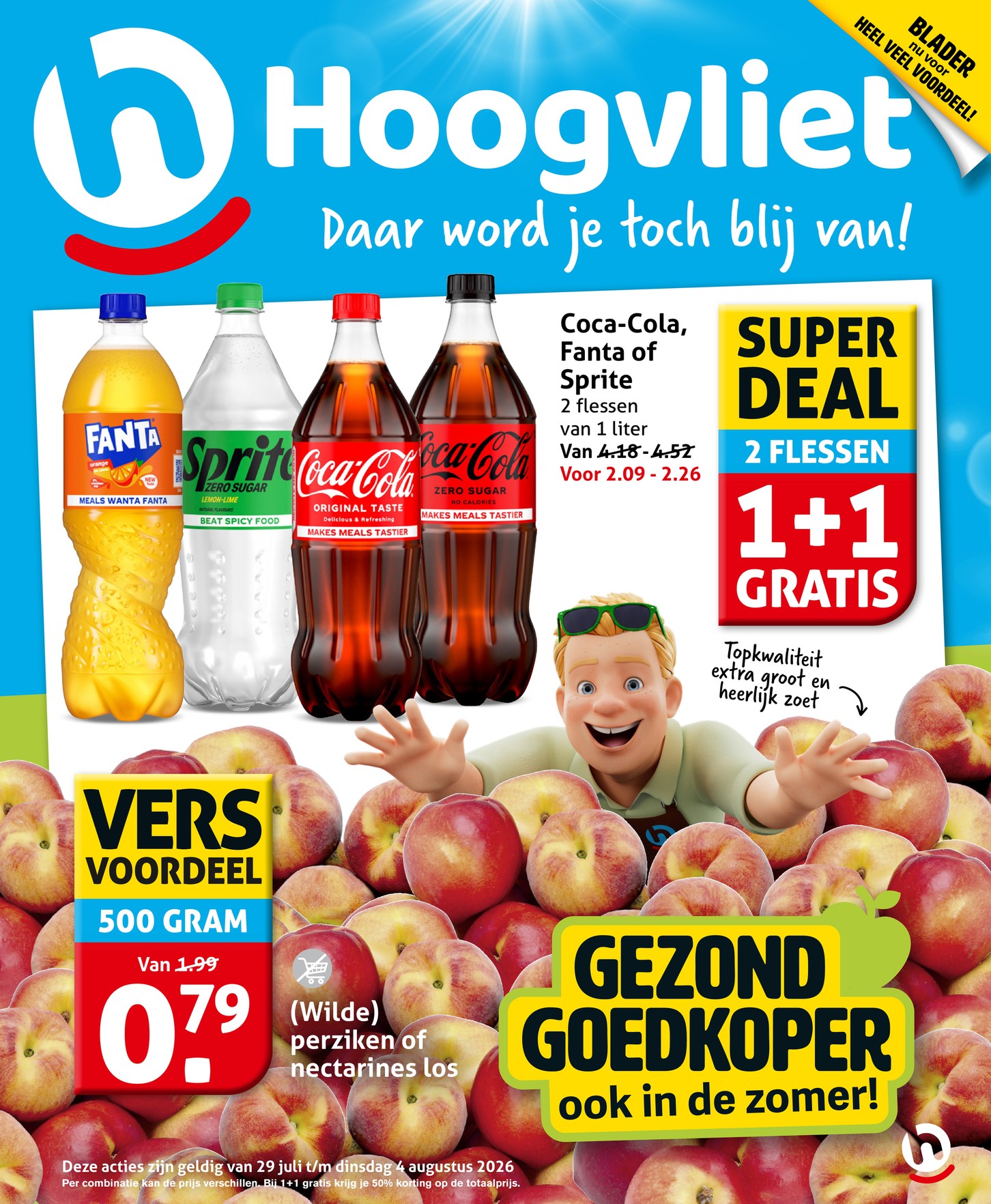 Coca-Cola, Fanta of Sprite, gemarkeerd op pagina 1 van de Hoogvliet folder