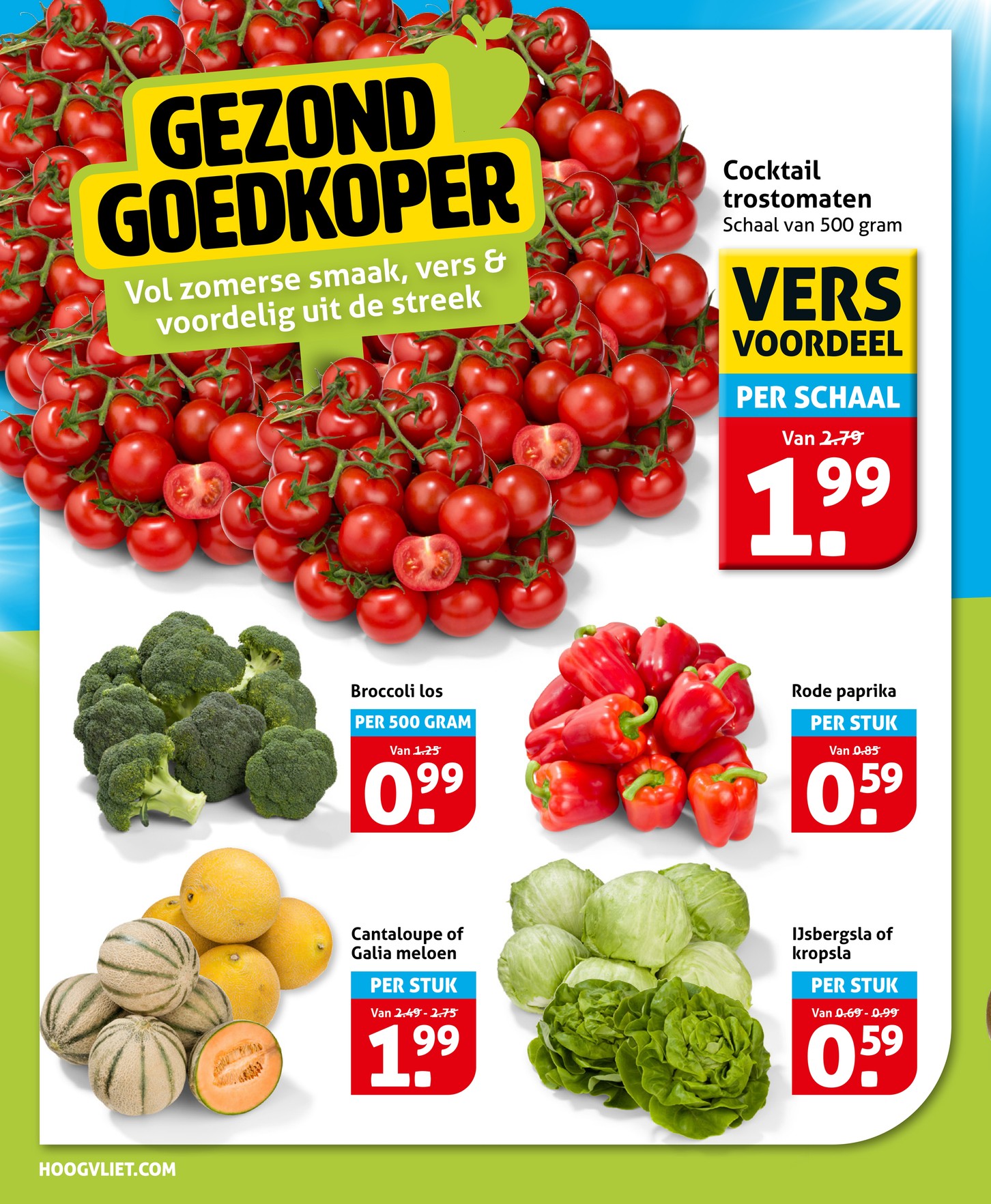 Cocktail trostomaten, gemarkeerd op pagina 8 van de Hoogvliet folder