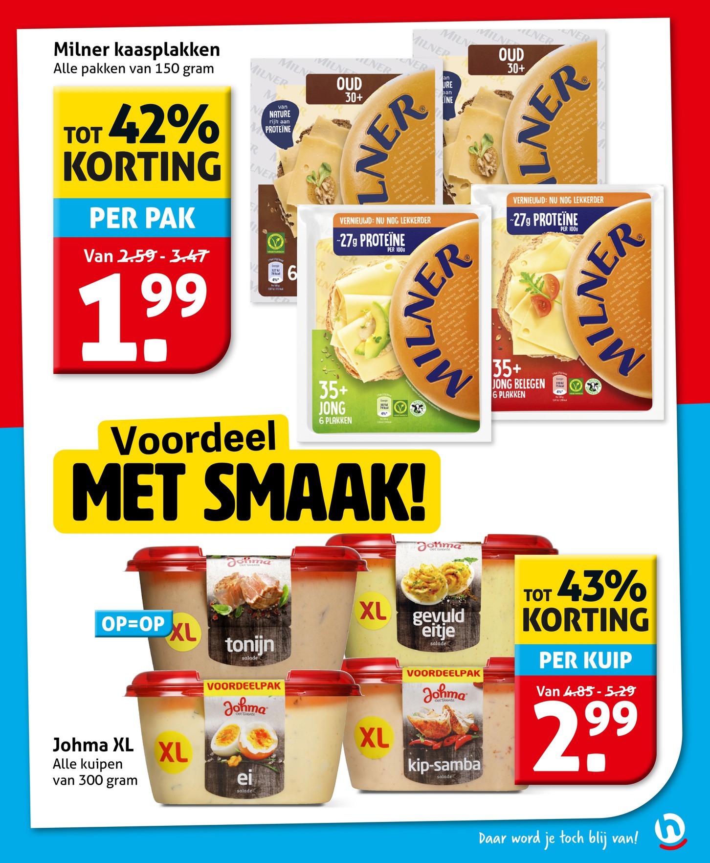 Milner kaasplakken, gemarkeerd op pagina 13 van de Hoogvliet folder