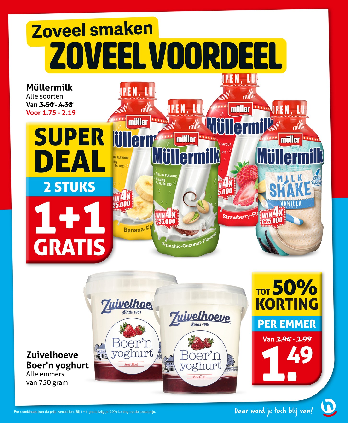 Zuivelhoeve Boer'n yoghurt, gemarkeerd op pagina 15 van de Hoogvliet folder