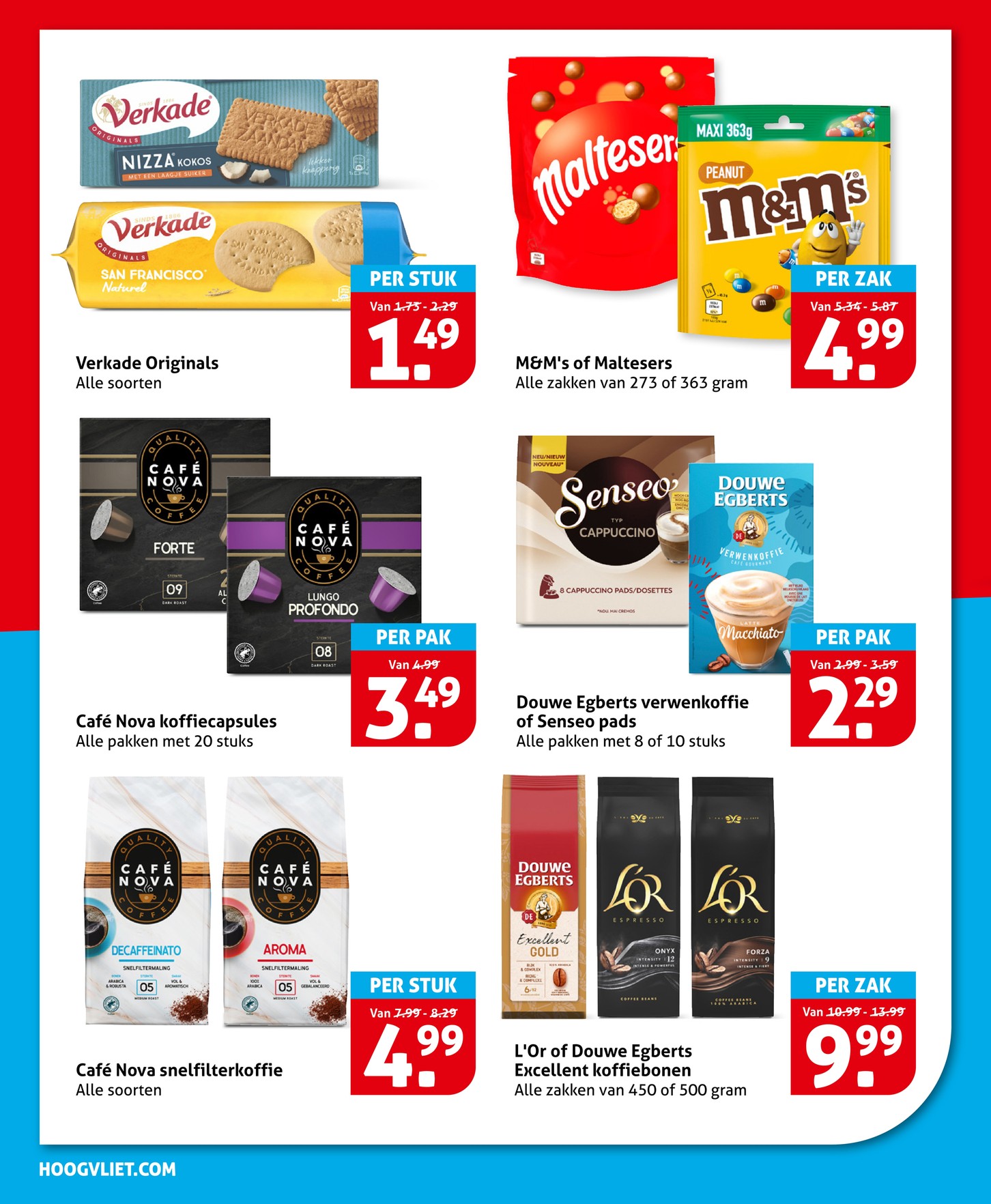 L'Or of Douwe Egberts Excellent koffiebonen, gemarkeerd op pagina 16 van de Hoogvliet folder
