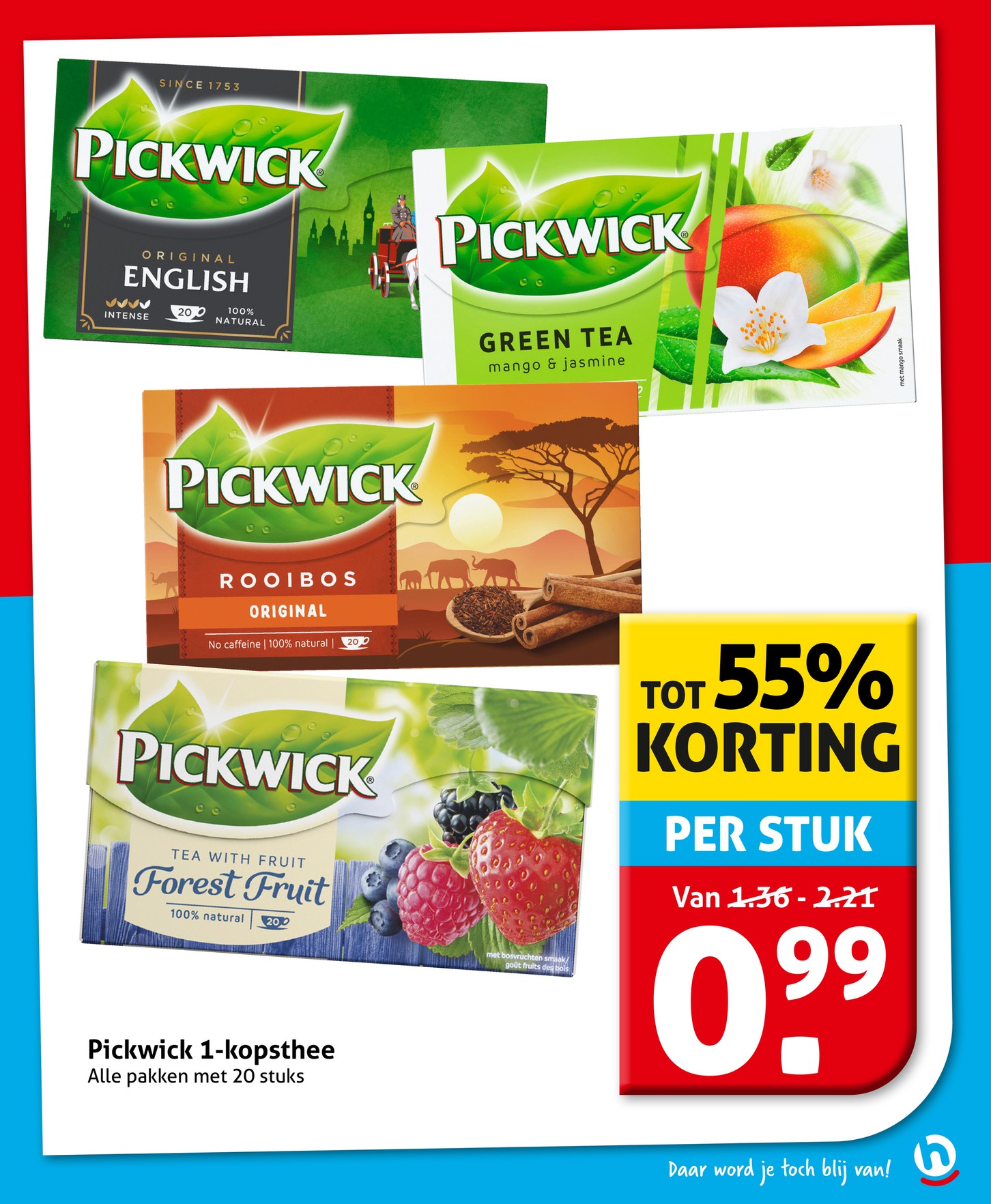 Pickwick Forest Fruit, gemarkeerd op pagina 5 van de Hoogvliet folder