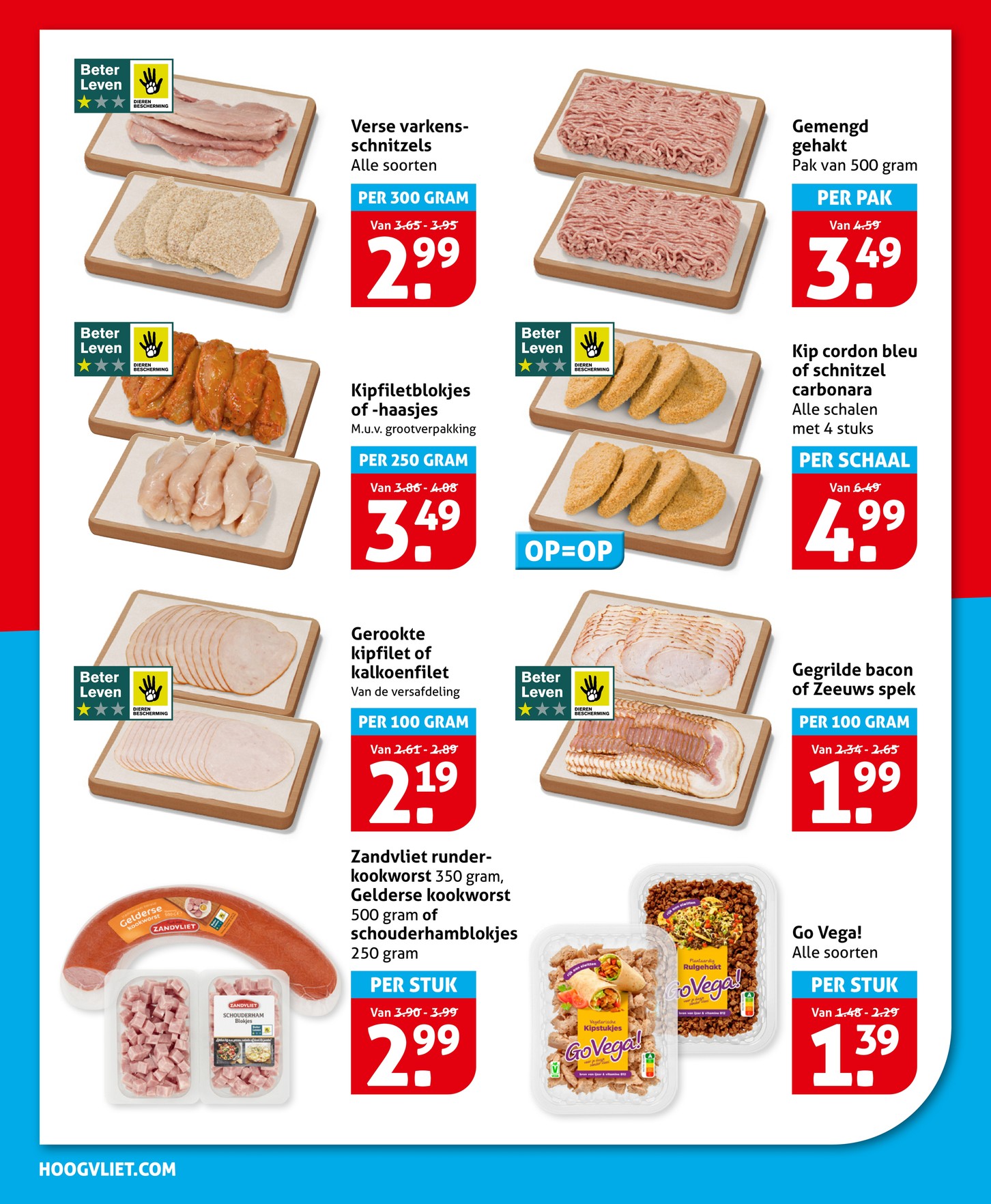 Go Veggie! producten, gemarkeerd op pagina 12 van de Hoogvliet folder