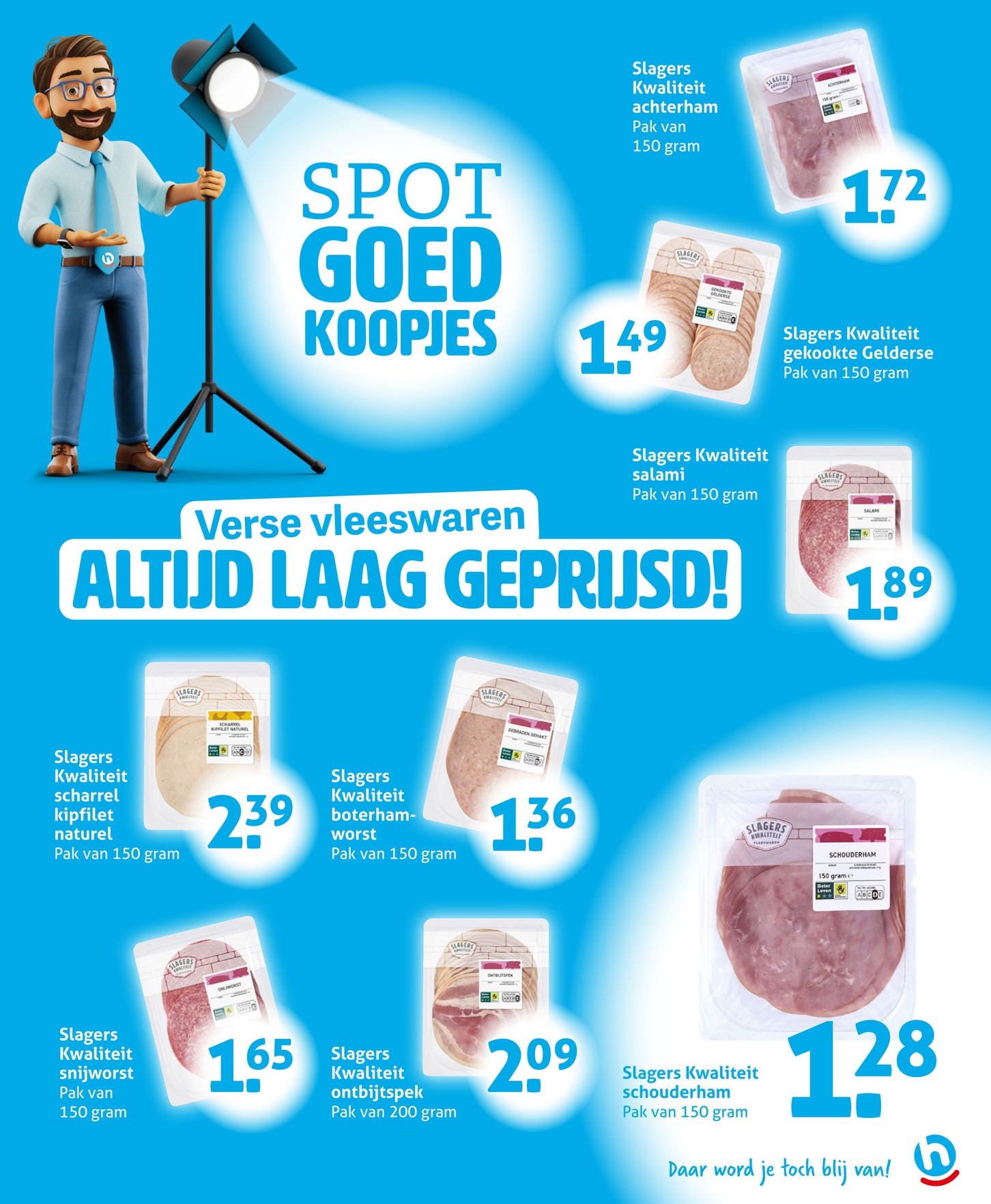 Slagers Kwaliteit boterhamworst, gemarkeerd op pagina 13 van de Hoogvliet folder