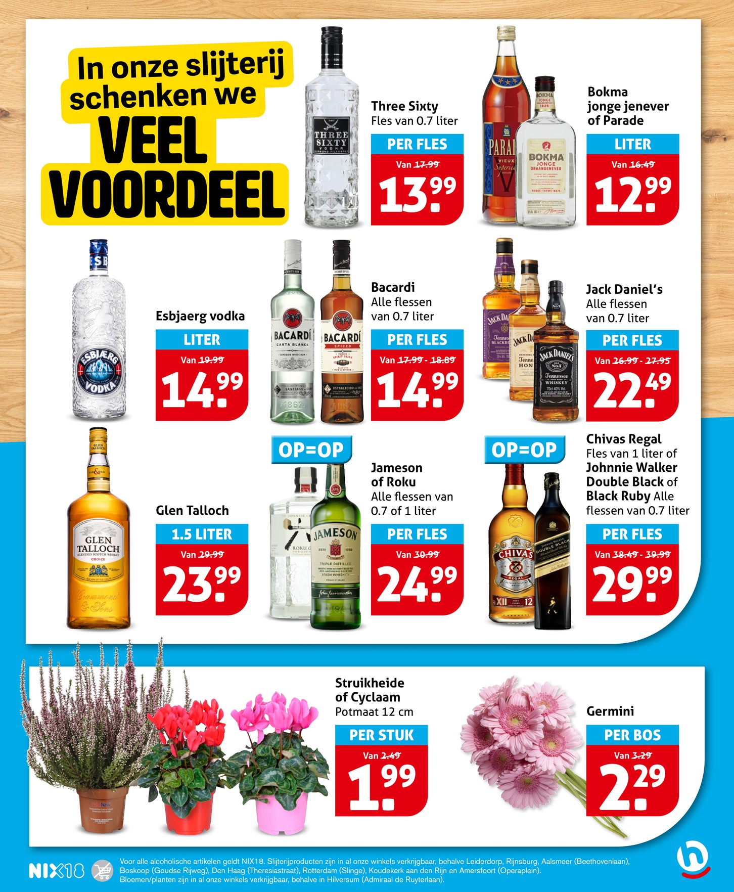 Jameson whiskey of Roku gin, gemarkeerd op pagina 23 van de Hoogvliet folder