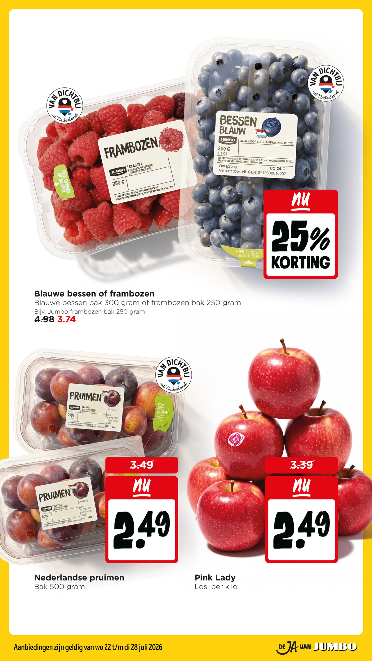 Pink Lady appels, gemarkeerd op pagina 4 van de Jumbo folder