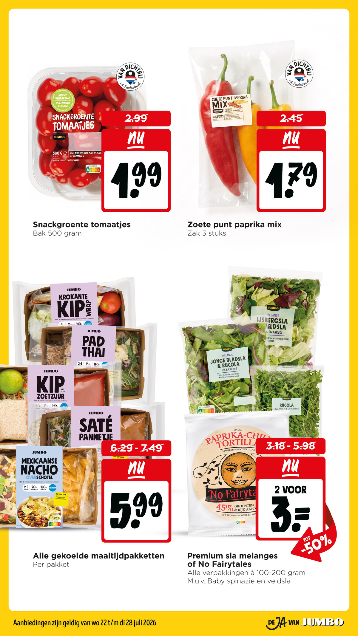Snackgroente tomaatjes, gemarkeerd op pagina 6 van de Jumbo folder