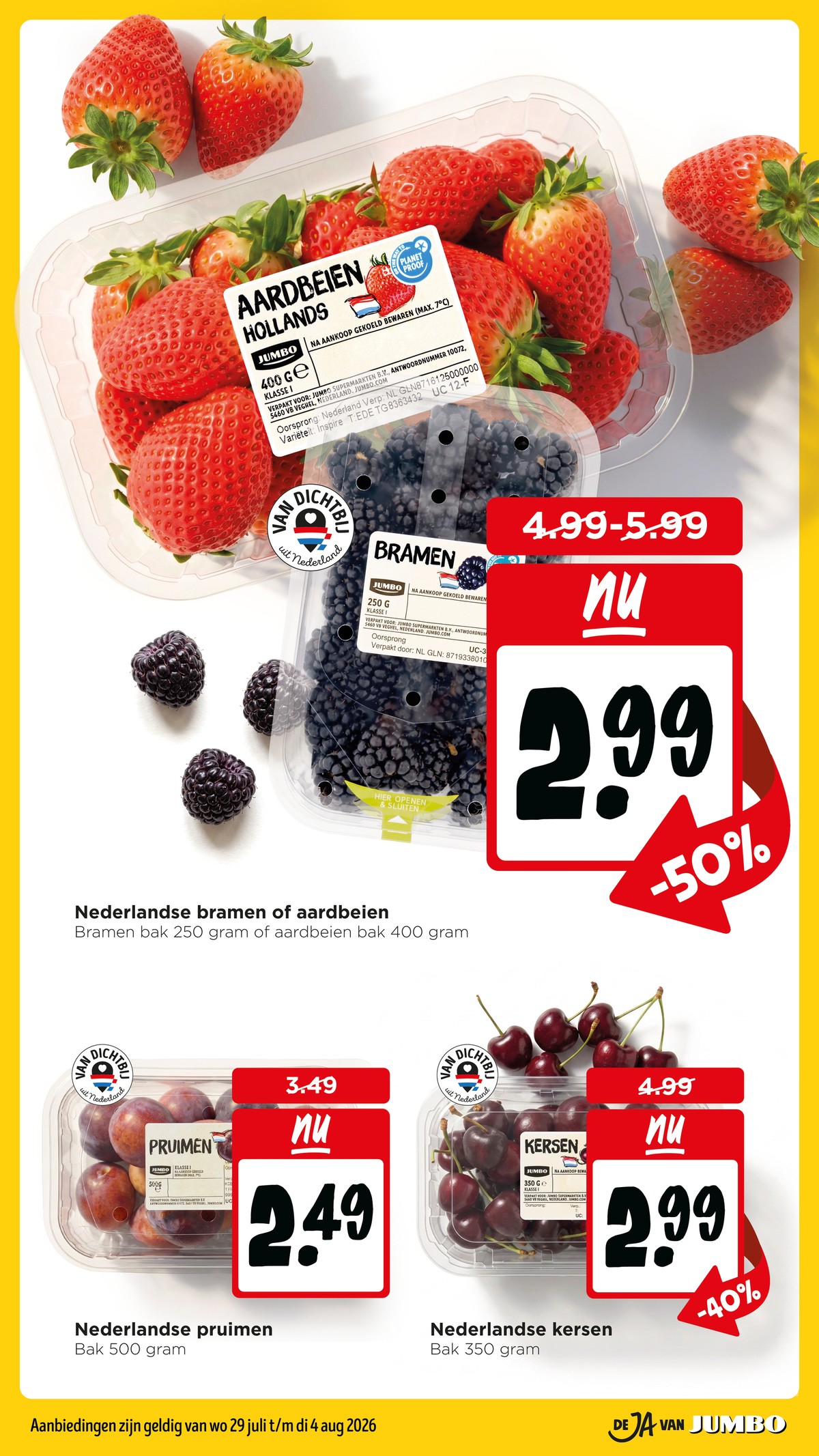 Nederlandse pruimen, gemarkeerd op pagina 3 van de Jumbo folder