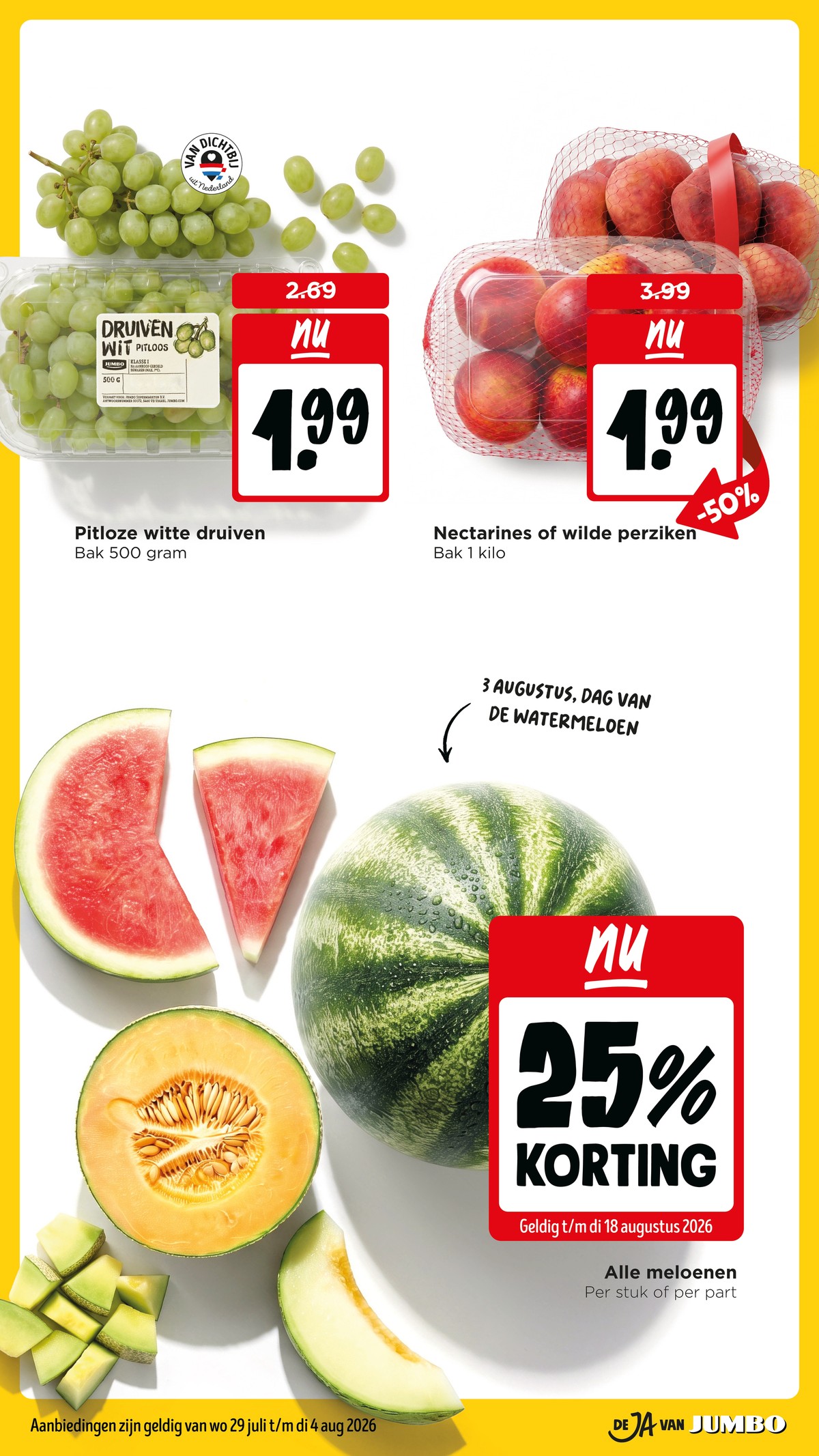 Nectarines of wilde perziken, gemarkeerd op pagina 4 van de Jumbo folder
