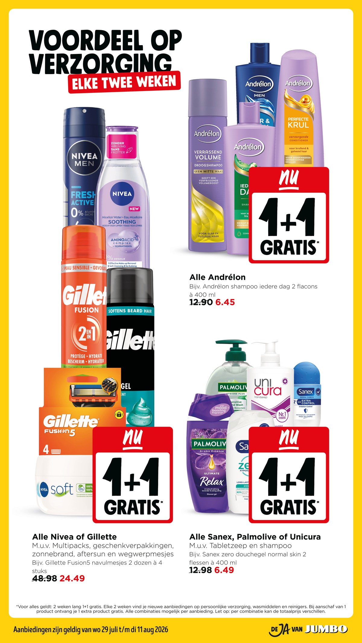 Alle Sanex, Palmolive of Unicura, gemarkeerd op pagina 21 van de Jumbo folder