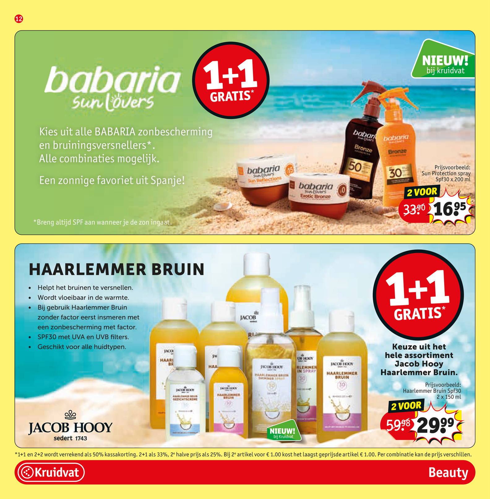 Babaria zonbescherming, gemarkeerd op pagina 12 van de Kruidvat folder