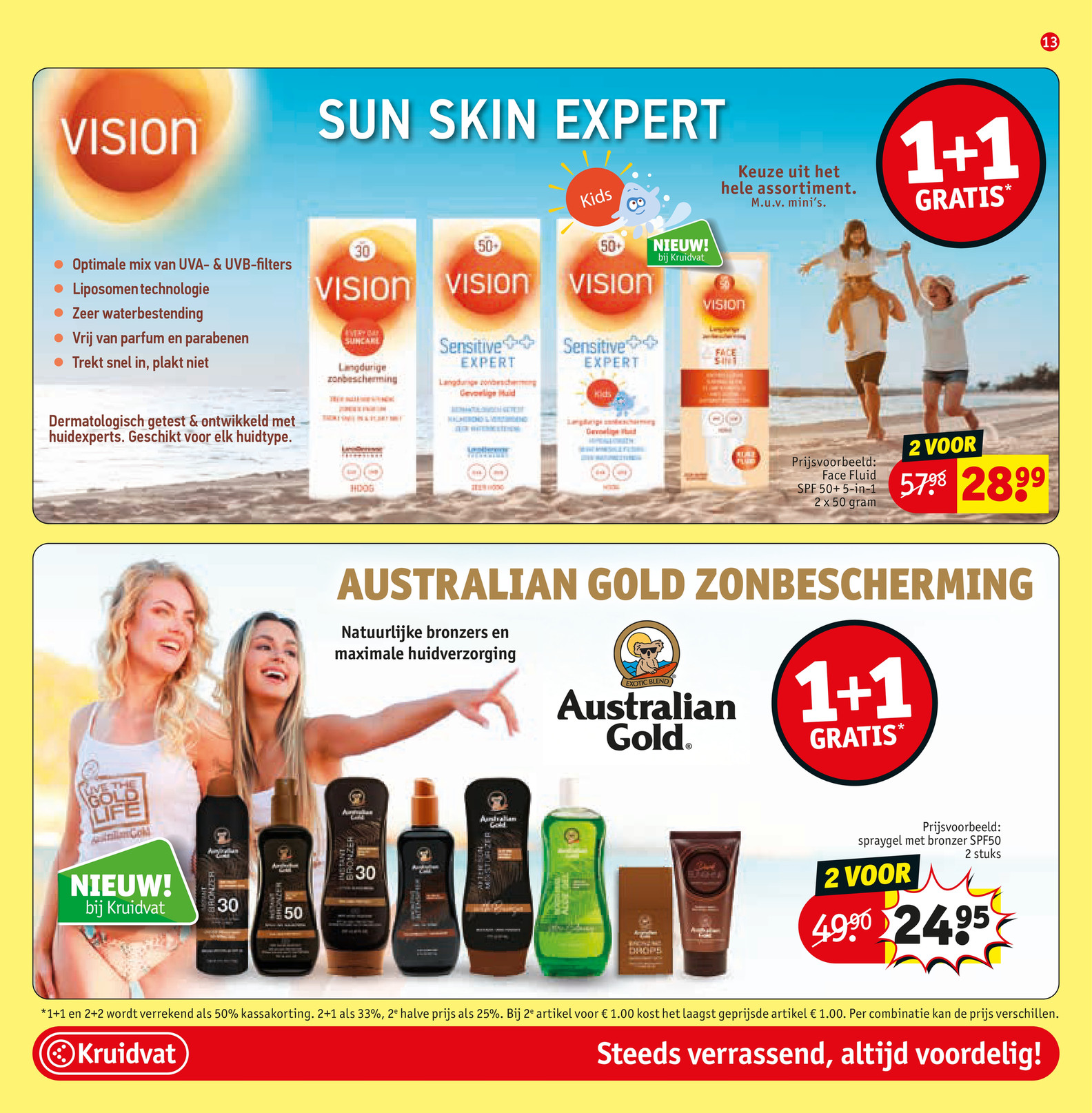 Australian Gold Zonbescherming, gemarkeerd op pagina 13 van de Kruidvat folder