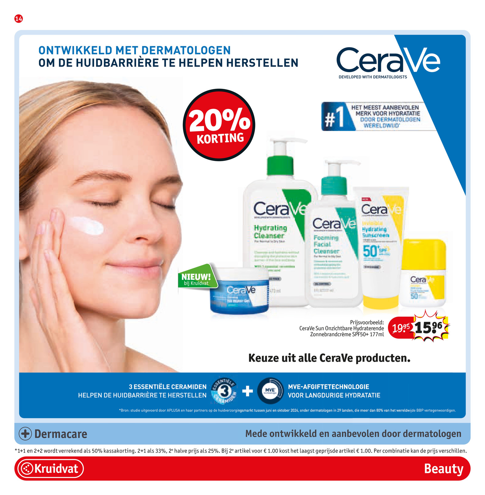 CeraVe Sun Onzichtbare Hydraterende Zonnebrandcrème SPF50+ 177ml, uit de Kruidvat folder, pagina 14
