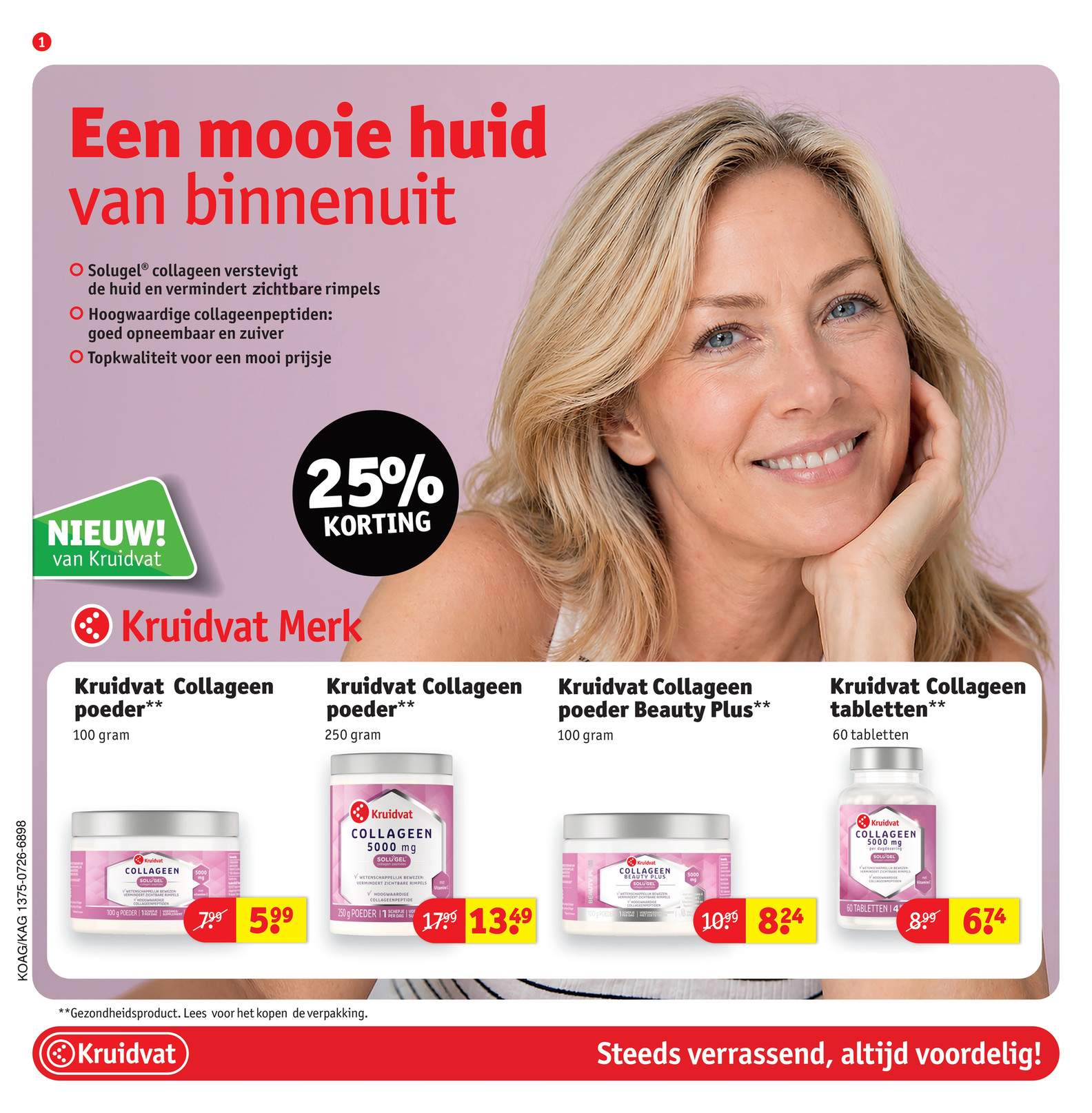 Kruidvat Collageen tabletten 60 tabletten, gemarkeerd op pagina 15 van de Kruidvat folder