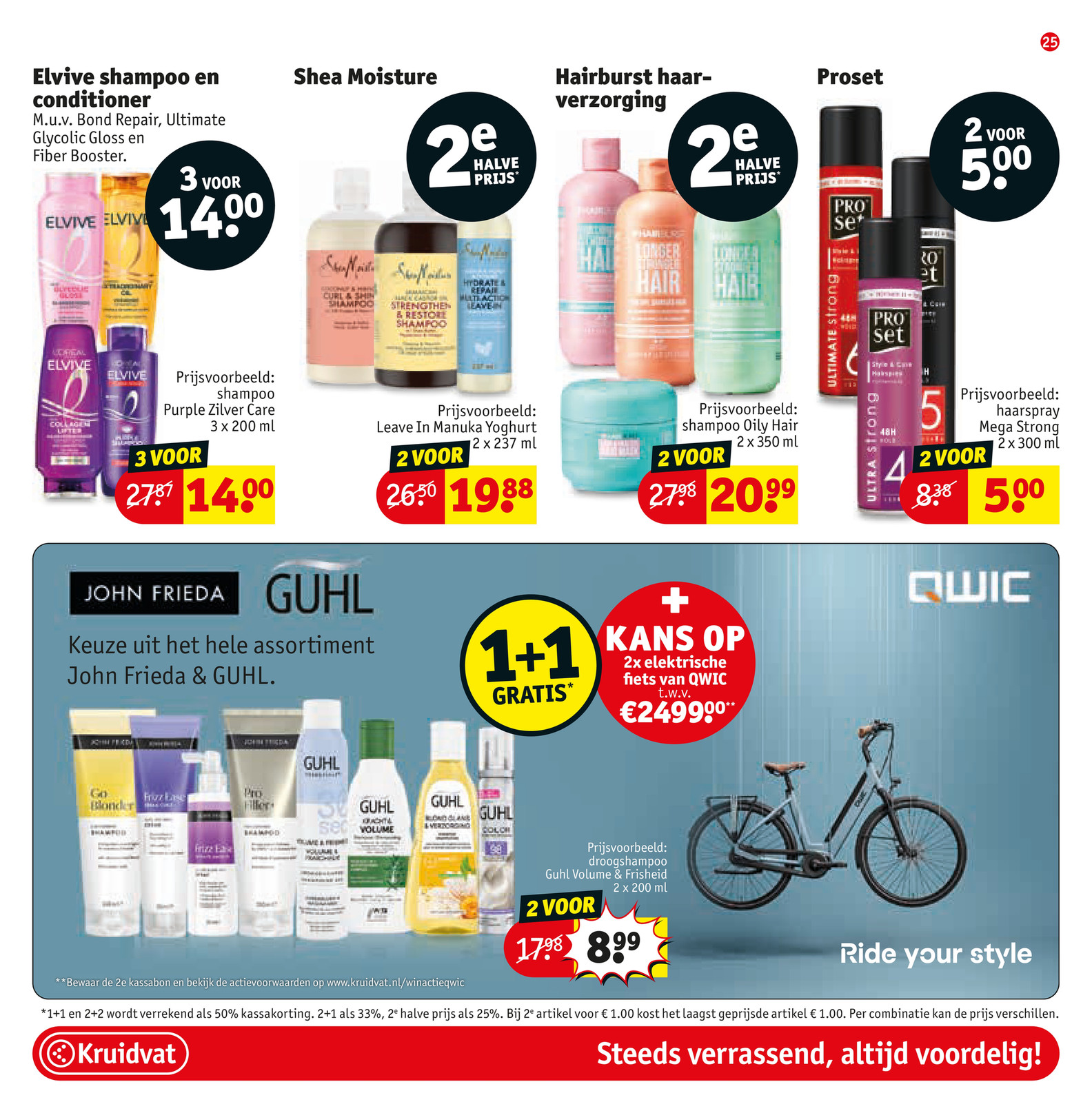 John Frieda & GUHL assortiment, gemarkeerd op pagina 25 van de Kruidvat folder