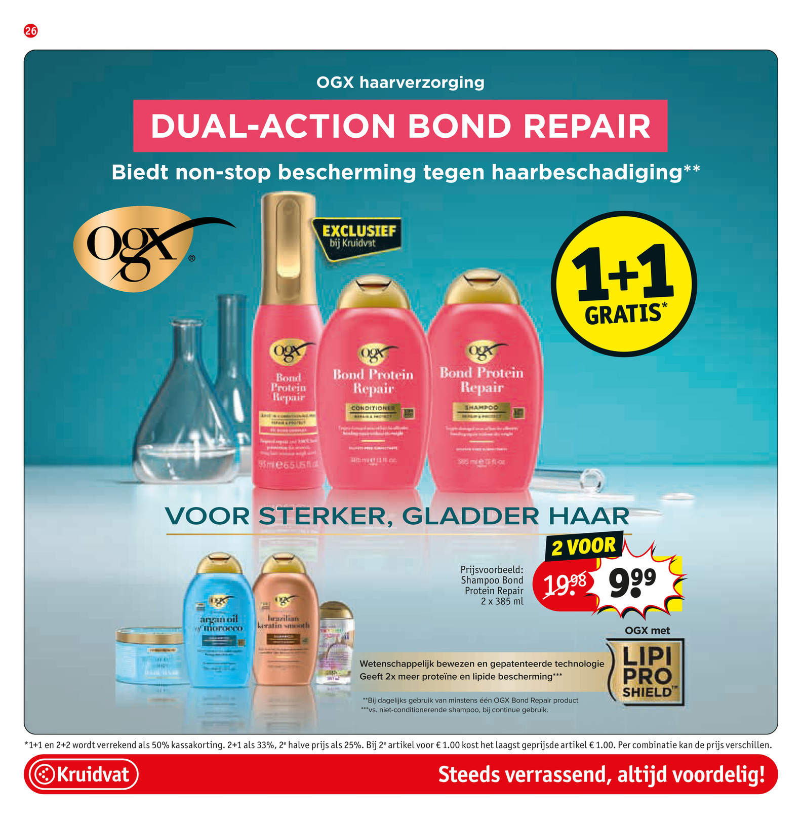 Haarverzorging (o.a. Bond Protein Repair), gemarkeerd op pagina 26 van de Kruidvat folder