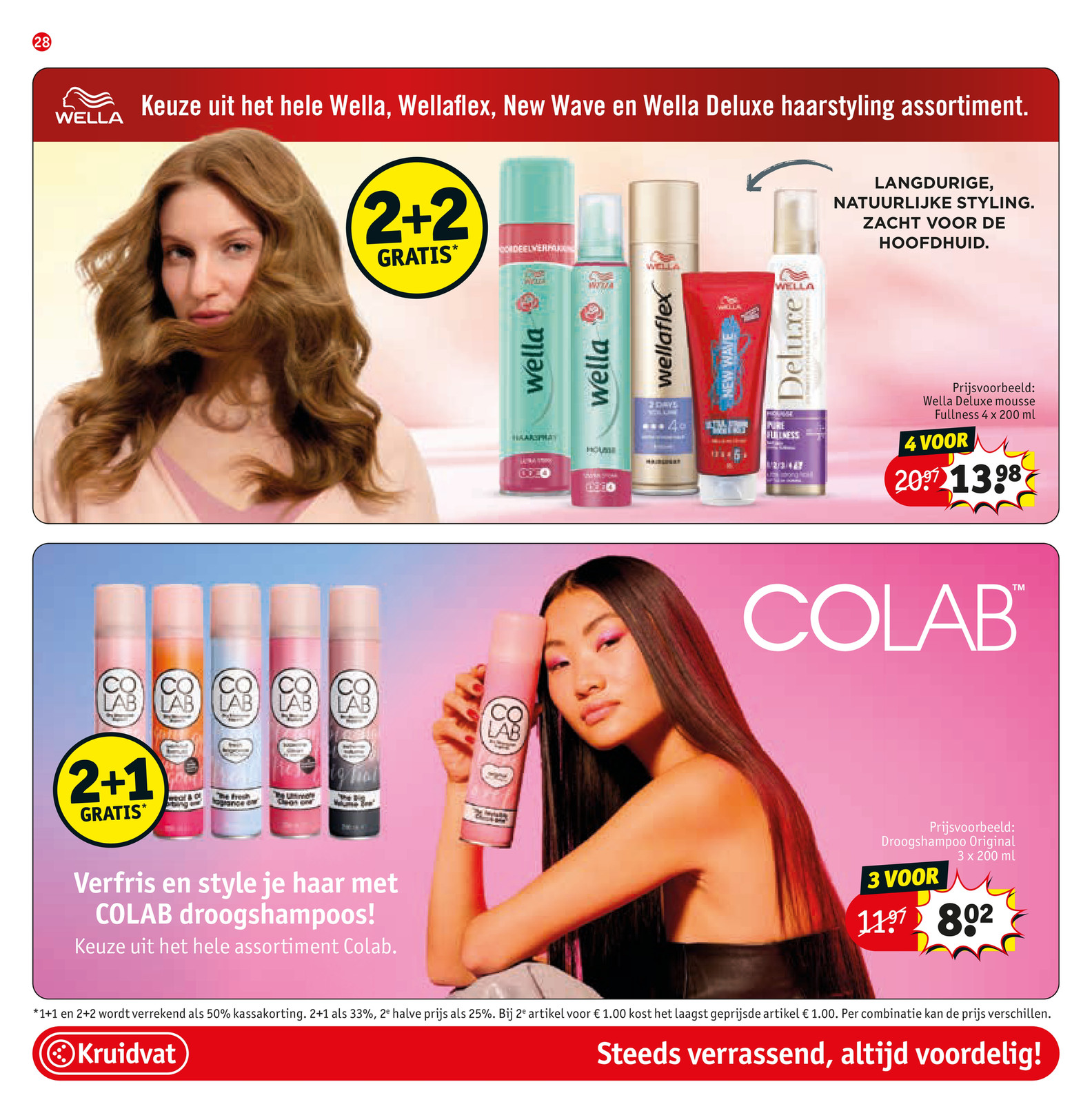 COLAB droogshampoos, gemarkeerd op pagina 28 van de Kruidvat folder