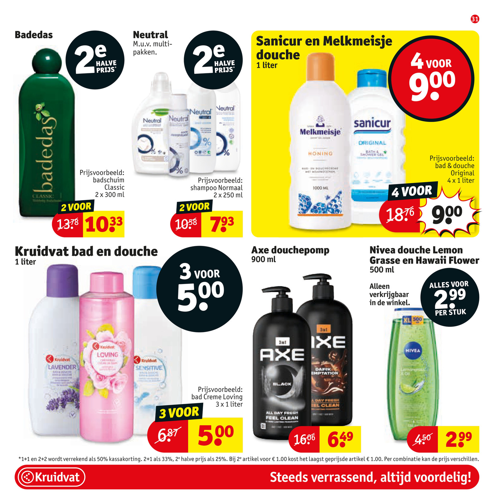 Axe douchepomp, gemarkeerd op pagina 31 van de Kruidvat folder