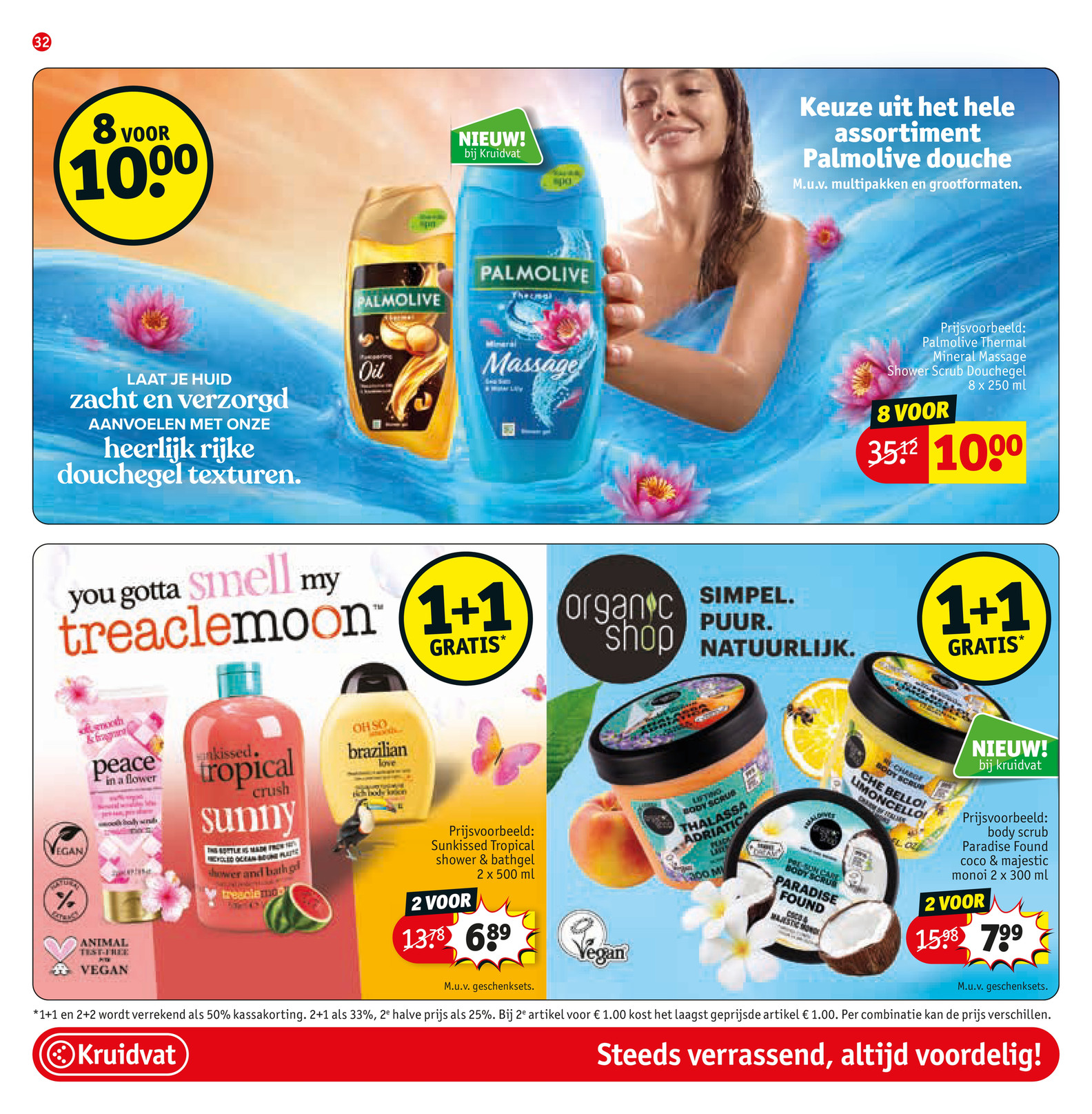 Palmolive douchegel, gemarkeerd op pagina 32 van de Kruidvat folder