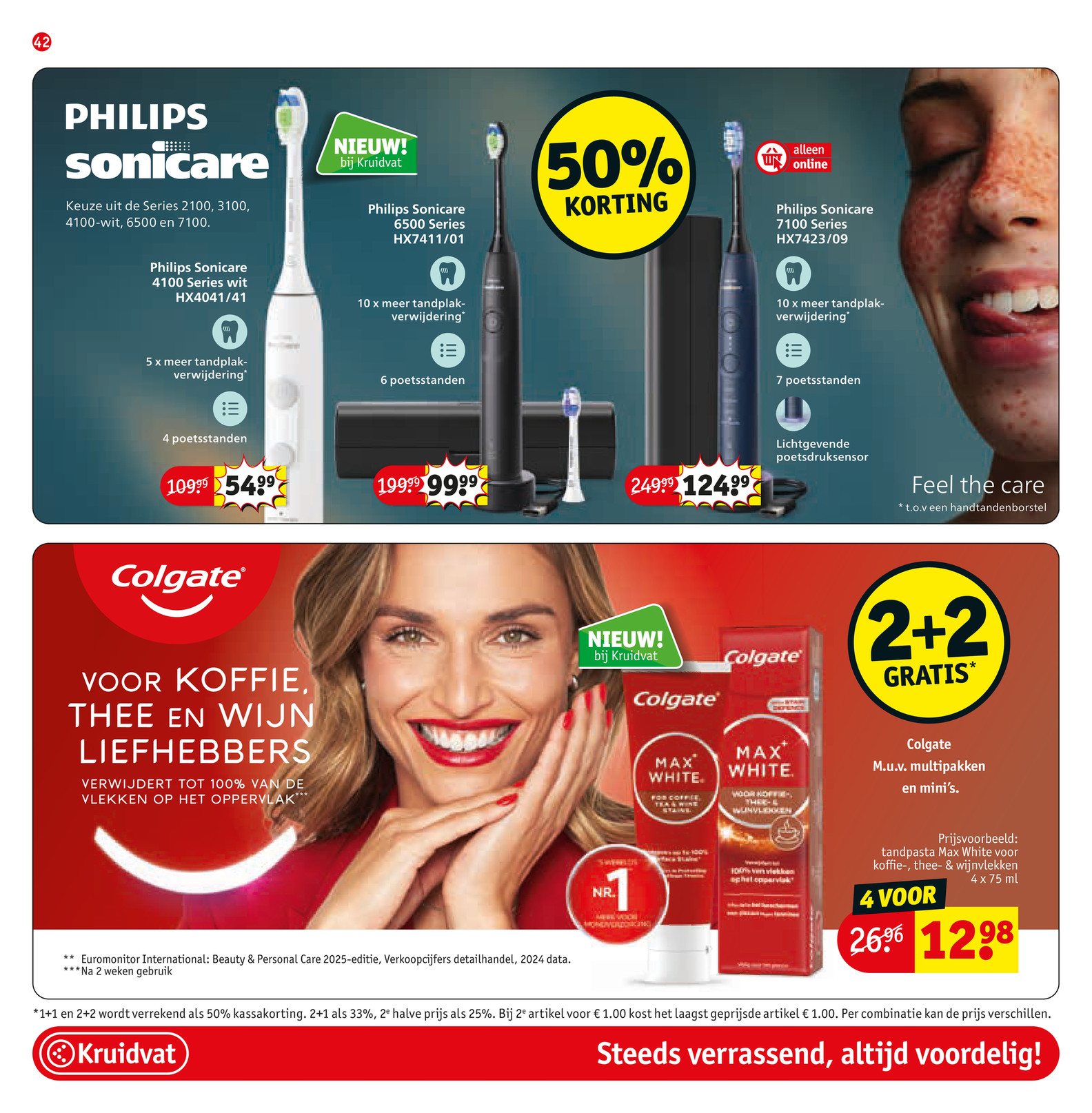 Max White tandpasta, gemarkeerd op pagina 42 van de Kruidvat folder