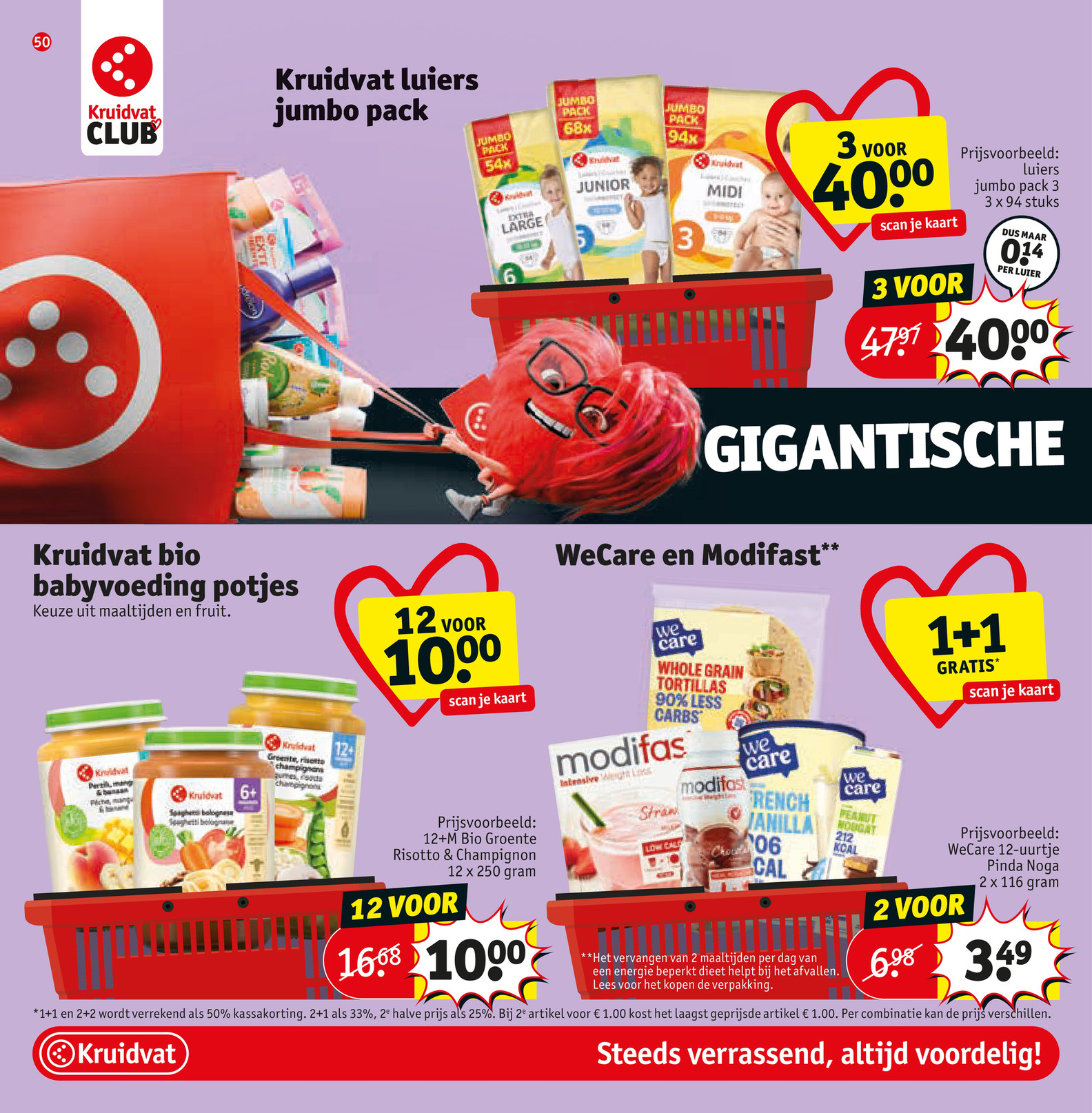 Kruidvat bio babyvoeding, gemarkeerd op pagina 50 van de Kruidvat folder